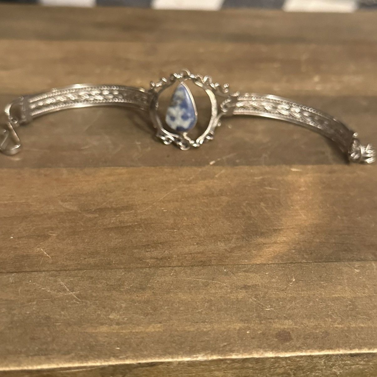 Vintage Vintage silver Sodalite stone filigree bracelet Size ONE SIZE - 4 Thumbnail