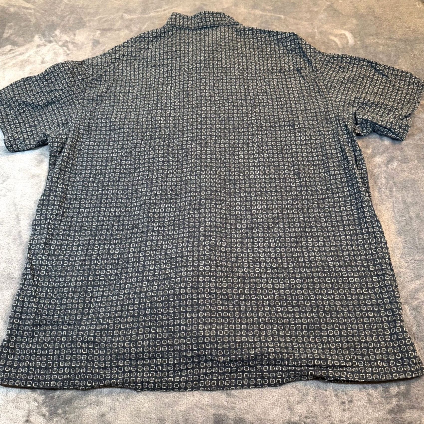 Dockers Slates Dockers Button-Up Shirt Mens XL Black Geometric Cotton Rayon Button Chest Pocket Short Sleeve Casual Summer Geometric Patterns Size US XL / EU 56 / 4 - 5 Thumbnail