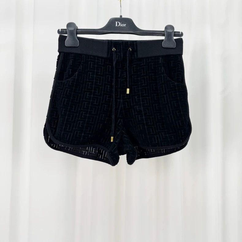 Balmain Balmain Flocked All-Over Print Black Shorts-yf Size US 34 / EU 50 - 1 Thumbnail