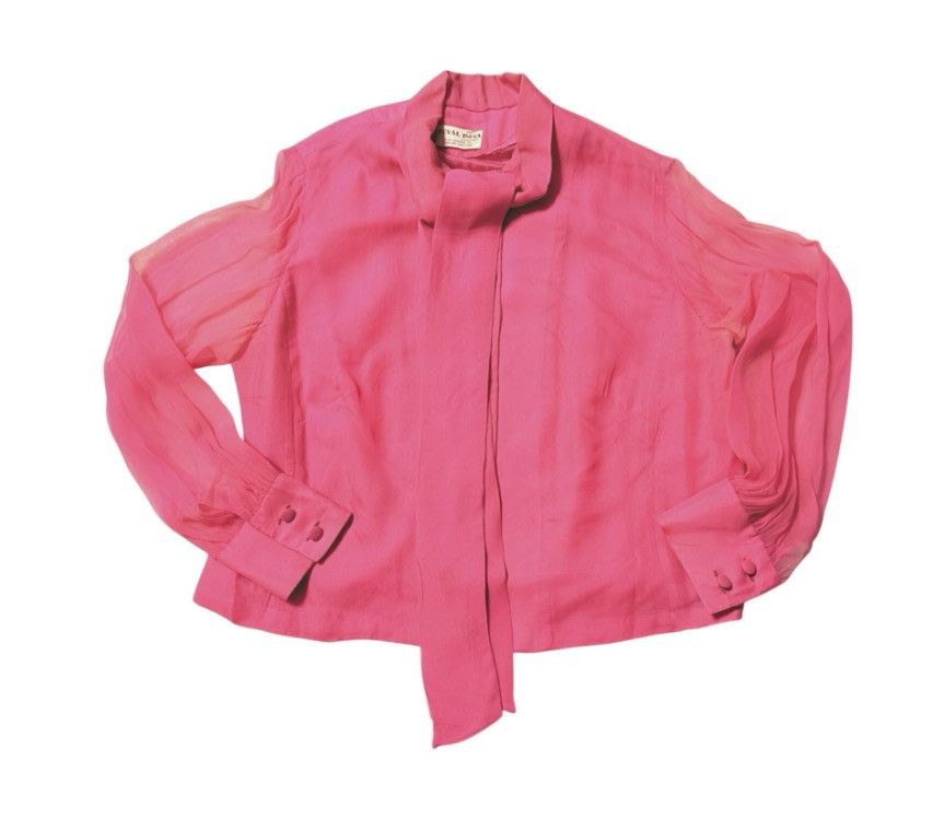 Other VTG Royal India Tailors Pink Silk Blouse Tie Neck Sheer Top Size L / US 10 / IT 46 - 2 Thumbnail