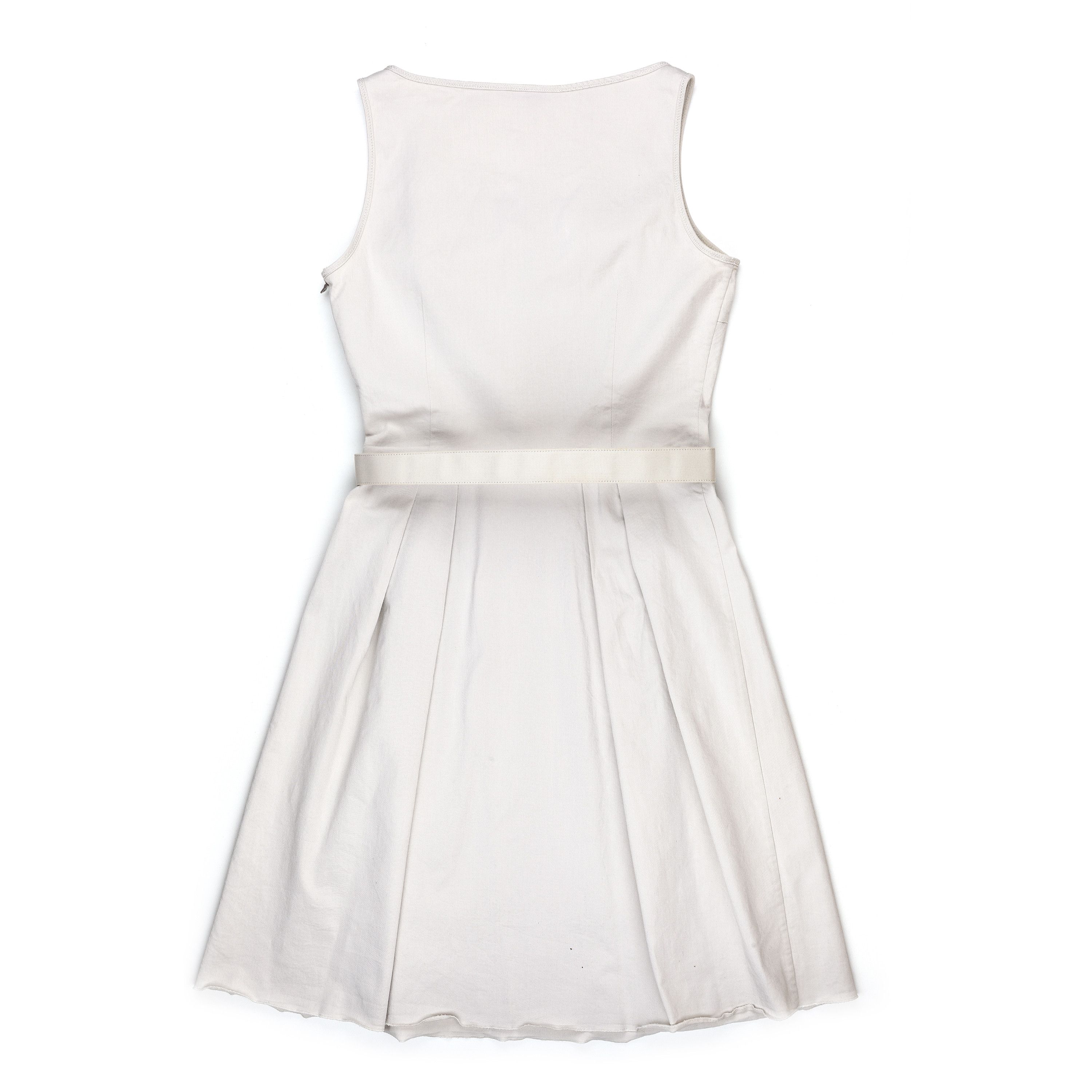 Prada Prada Beige Nylon Fit and Flare Mini Dress with Belt (M) Size M / US 6-8 / IT 42-44 - 2 Thumbnail