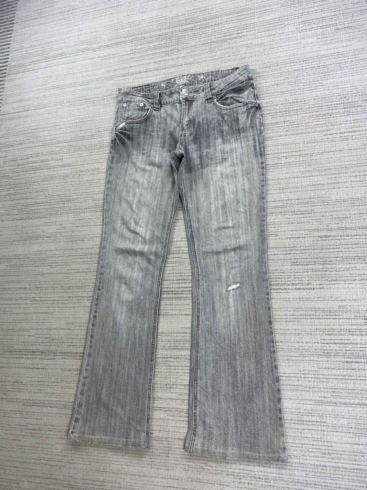 Hysteric Glamour Vintage Flared H&G Grey Wash Denim Pants Size US 31 - 4 Thumbnail