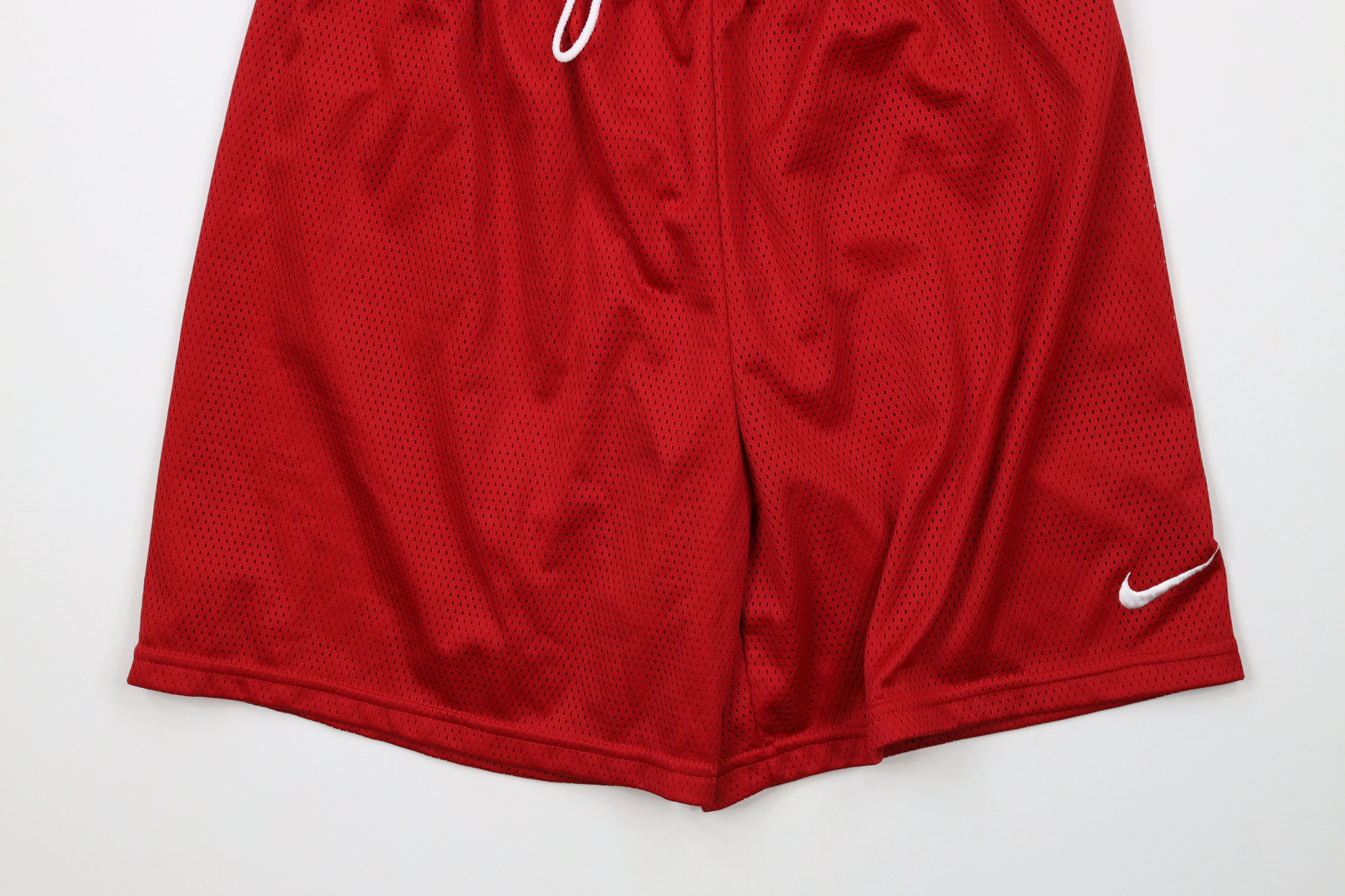 Nike × Vintage Vintage 90s Nike Mini Swoosh Above Knee Mesh Shorts Red Size US 34 / EU 50 - 3 Thumbnail