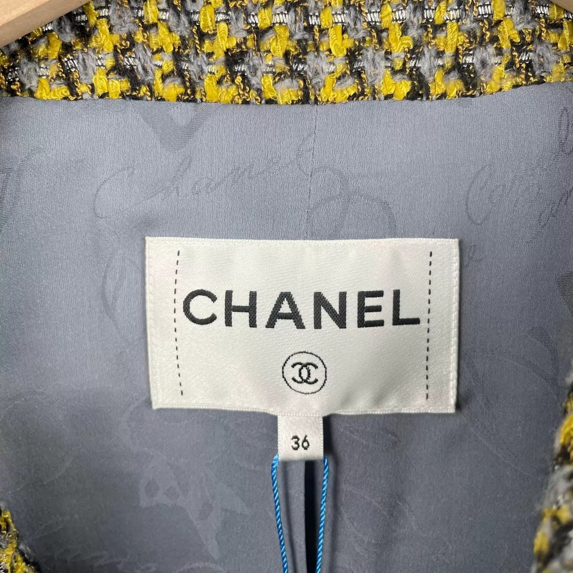 Chanel Chanel Tweed Jacket Women's Yellow Colorblock Size XS / US 0-2 / IT 36-38 - 5 Thumbnail