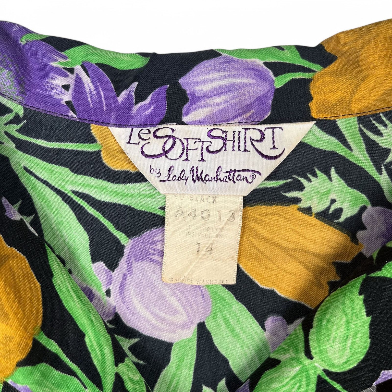 Vintage 1970s Floral Print Blouse Le Soft Shirt Lady Manhattan Glows Size XL / US 12-14 / IT 48-50 - 6 Thumbnail