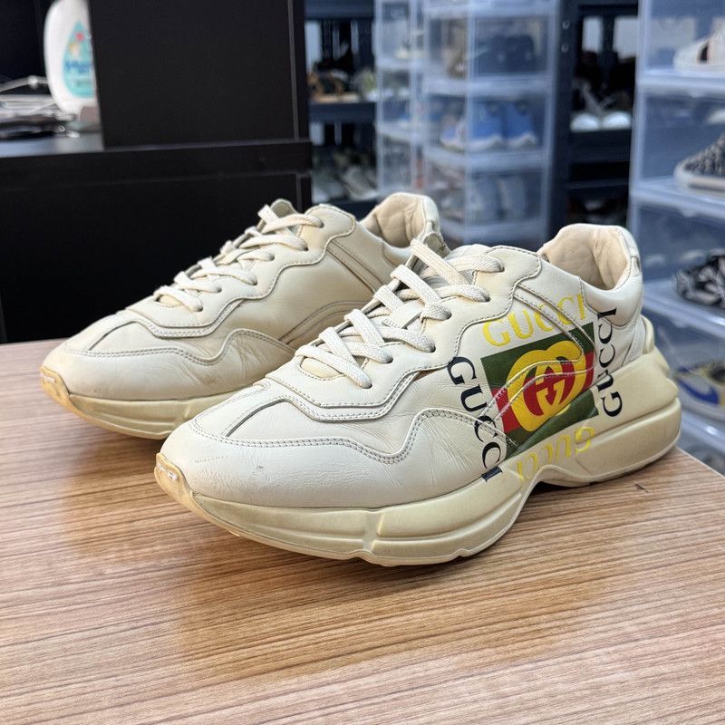 Gucci Rhyton Logo Chunky Sneakers in Cream