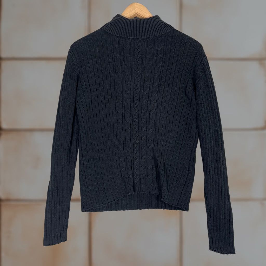 Vintage VINTAGE NorthCrest Sweater Womens Large Black Cable Knit Mock Neck Ribbed Pullover Size L / US 10 / IT 46 - 1 Thumbnail