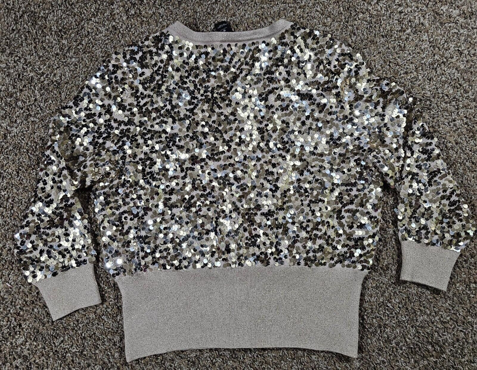 Designer White House Black Market Sequin Holiday Sweater M Full Zip Size M / US 6-8 / IT 42-44 - 7 Thumbnail