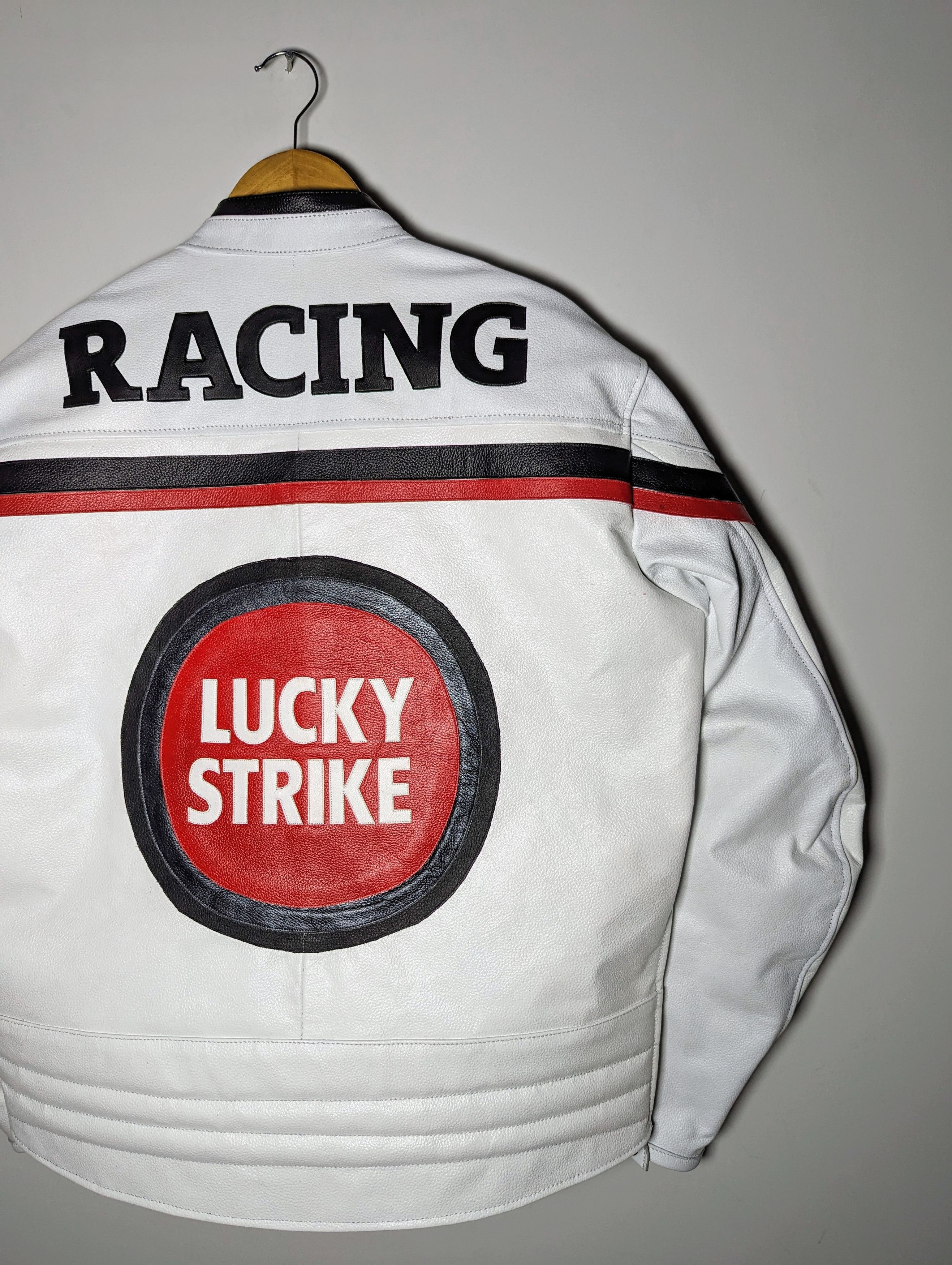 Vintage 💥🔥 VINTAGE LUCKY STRIKE RACING LEATHER BIKER JACKET Size US L / EU 52-54 / 3 - 10 Thumbnail