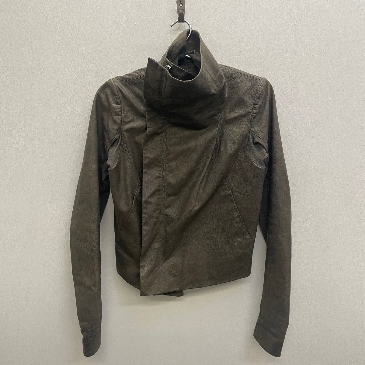 Rick Owens FW07 Rick Owens “EXPLODER” High Neck Biker Jacket Size M / US 6-8 / IT 42-44 - 1 Thumbnail
