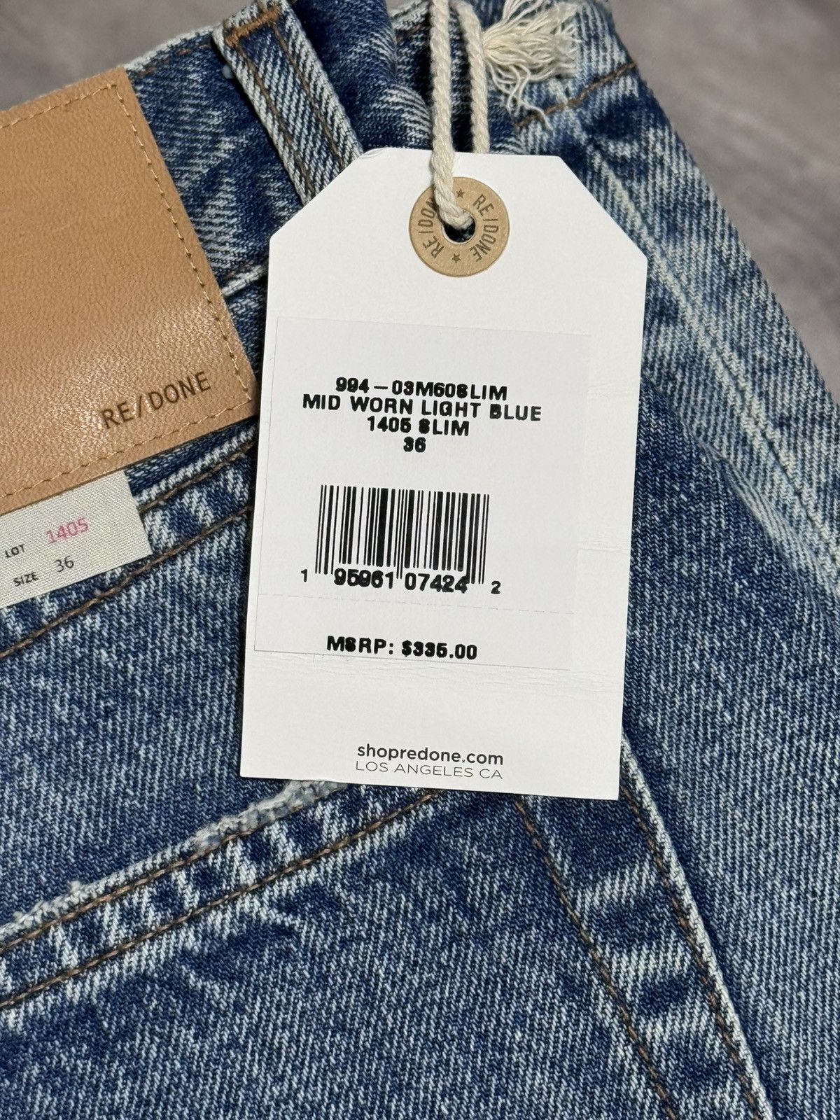 RE/DONE RE/DONE Men’s 90s Slim Fit Jeans Mid Worn Light Blue Denim Size US 36 / EU 52 - 7 Thumbnail