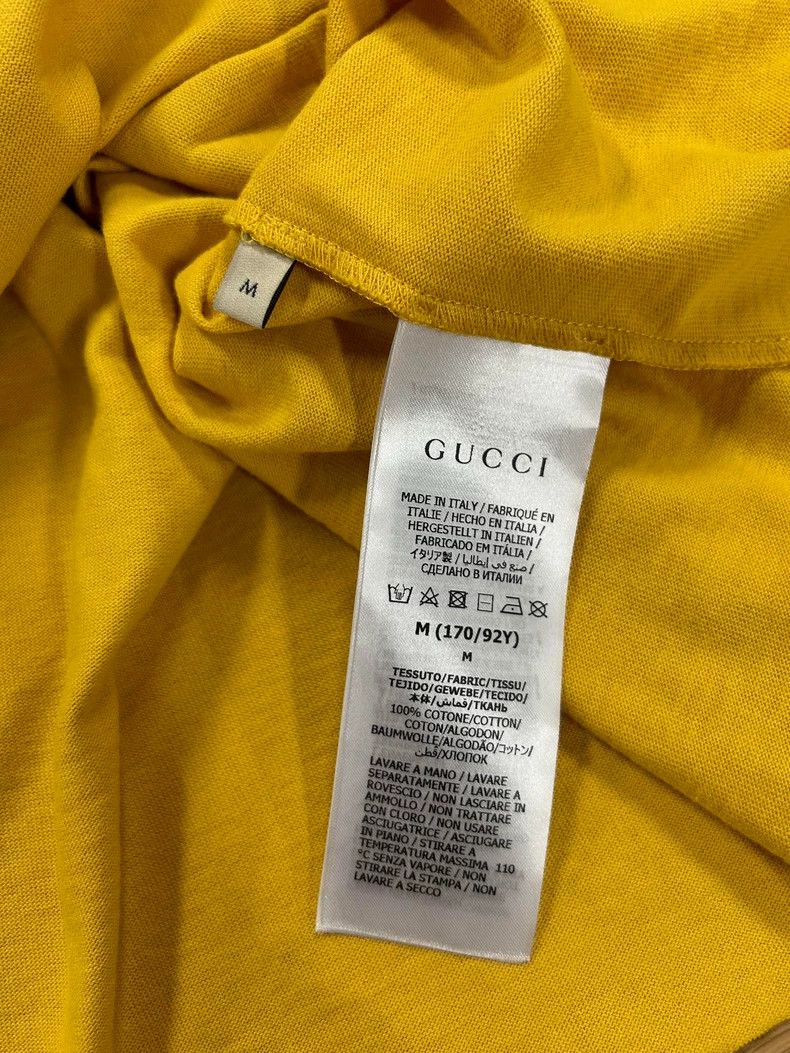 Gucci Gucci Yellow digital letter print contrast stripe short-sle Size US M / EU 48-50 / 2 - 7 Thumbnail
