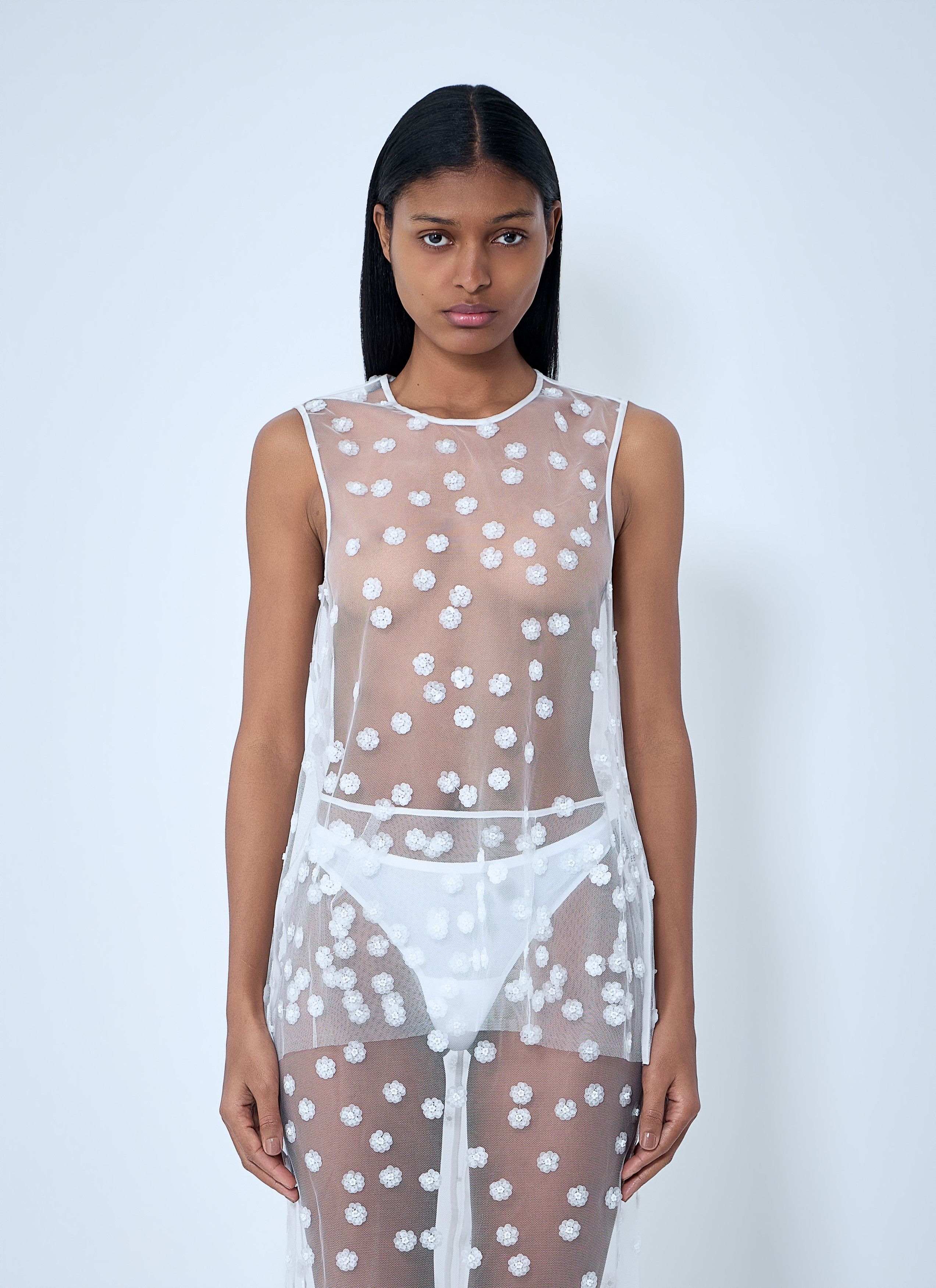 Cecilie Bahnsen Embroidered Sheer Overlay Dress Size S / US 4 / IT 40 - 1 Thumbnail