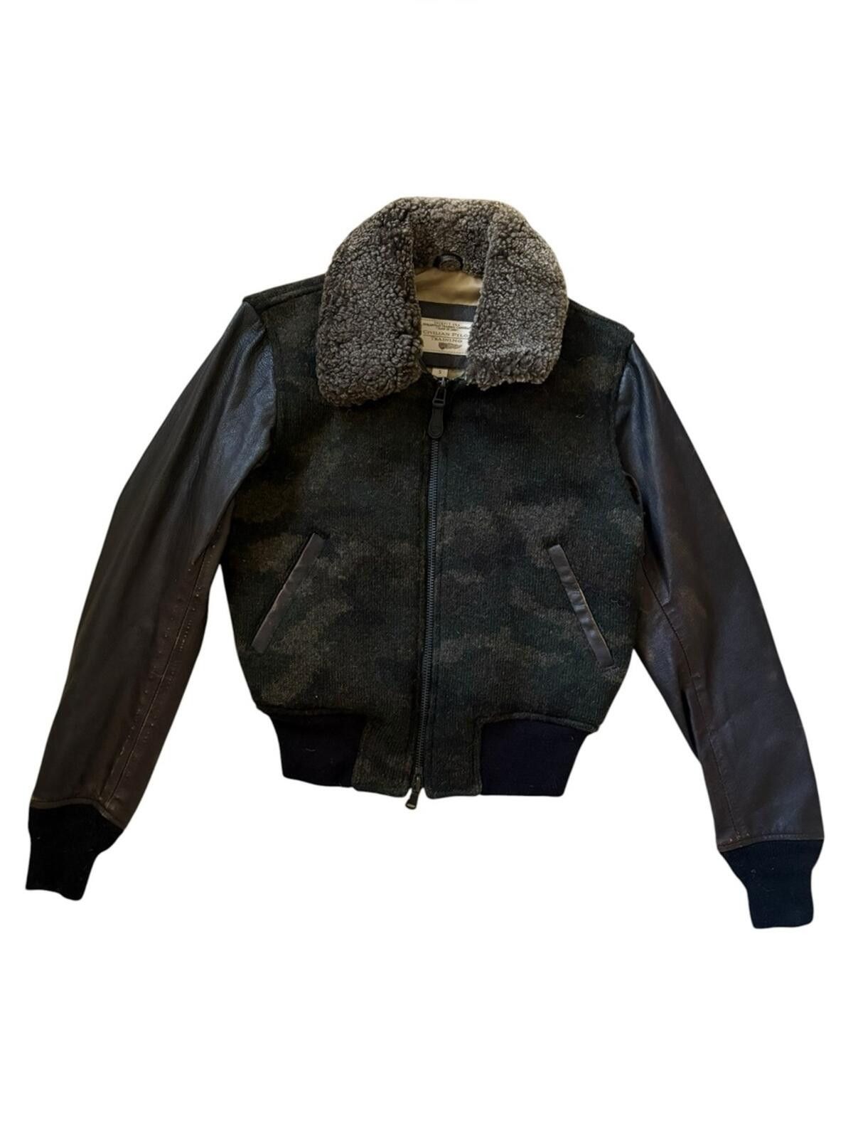 Cockpit USA Vintage Cockpit USA CPT Camo Wool Leather Bomber Jacket Size US S / EU 44-46 / 1 - 1 Thumbnail