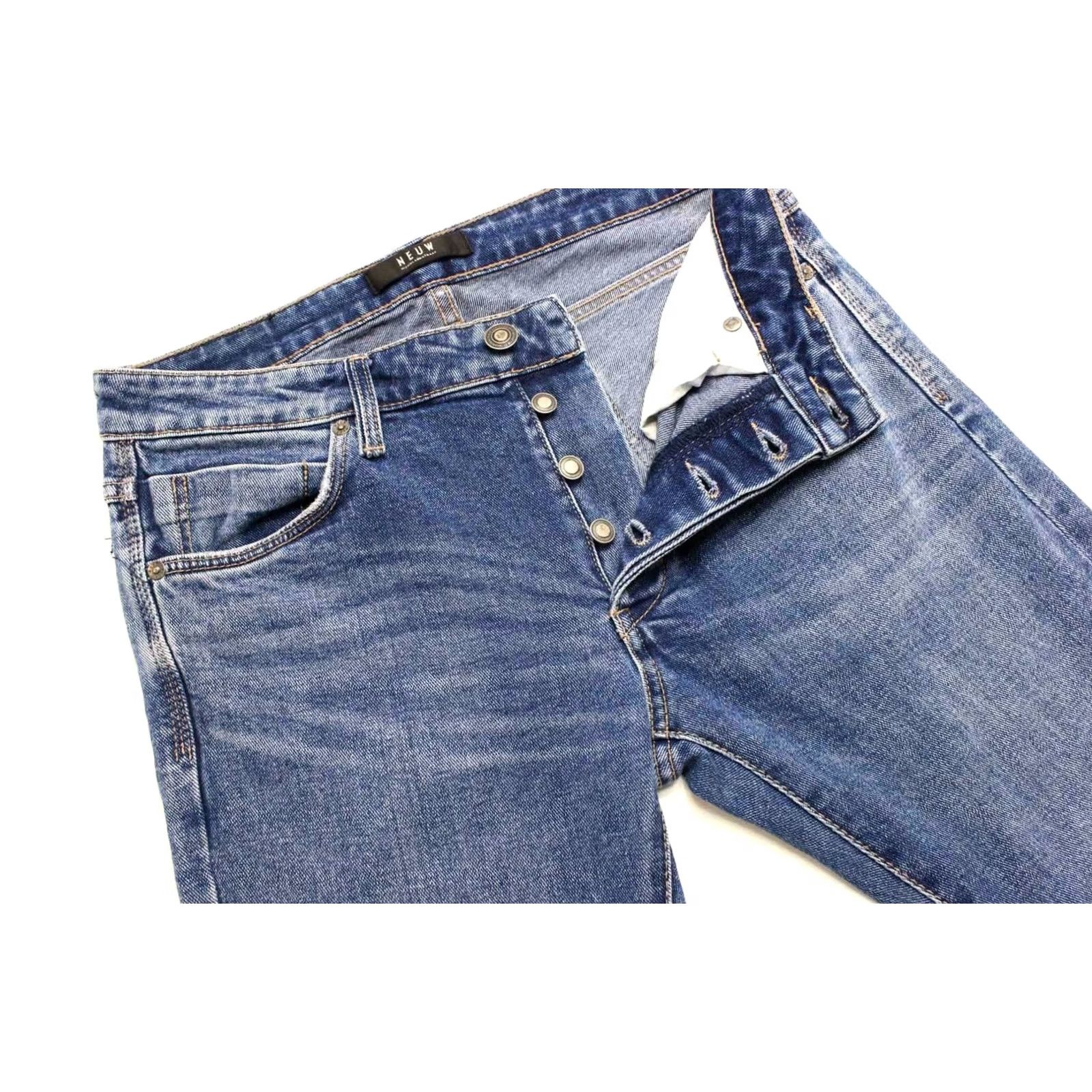Vintage NEUW Hell Skinny Jeans Men's W31 L32 Button Fly Whiskers Denim Blue Size US 31 - 4 Thumbnail