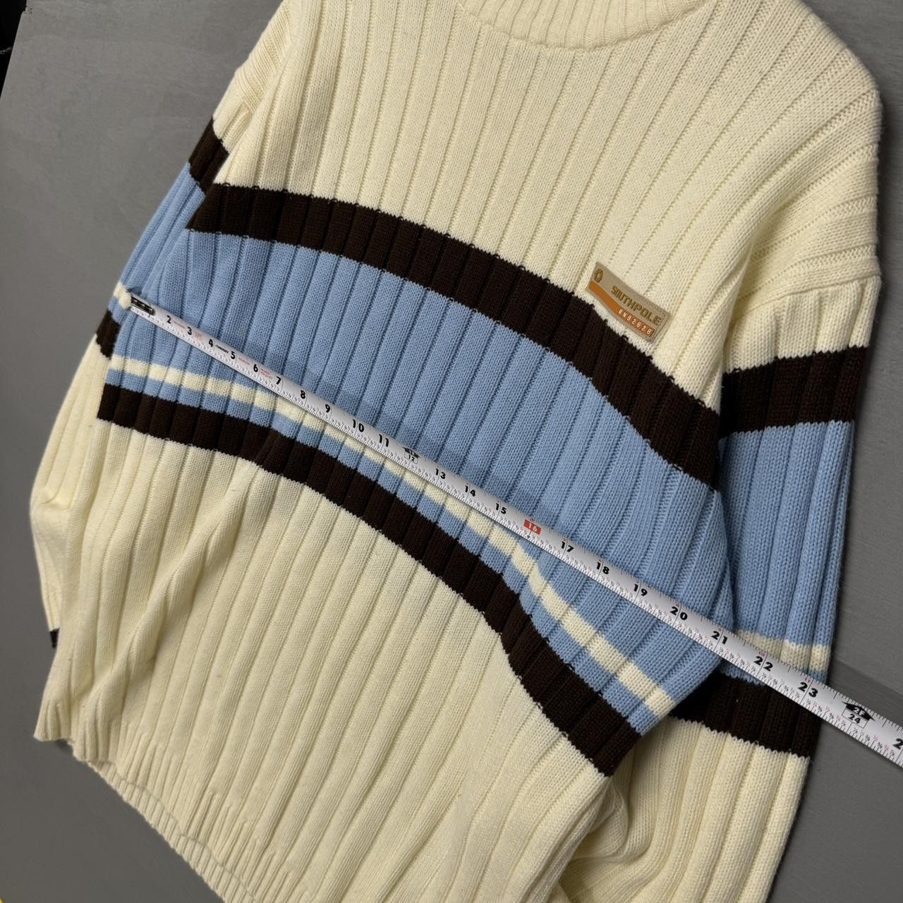 Southpole Y2K Southpole Turtleneck Sweater Striped Cream XL Size US XL / EU 56 / 4 - 5 Thumbnail