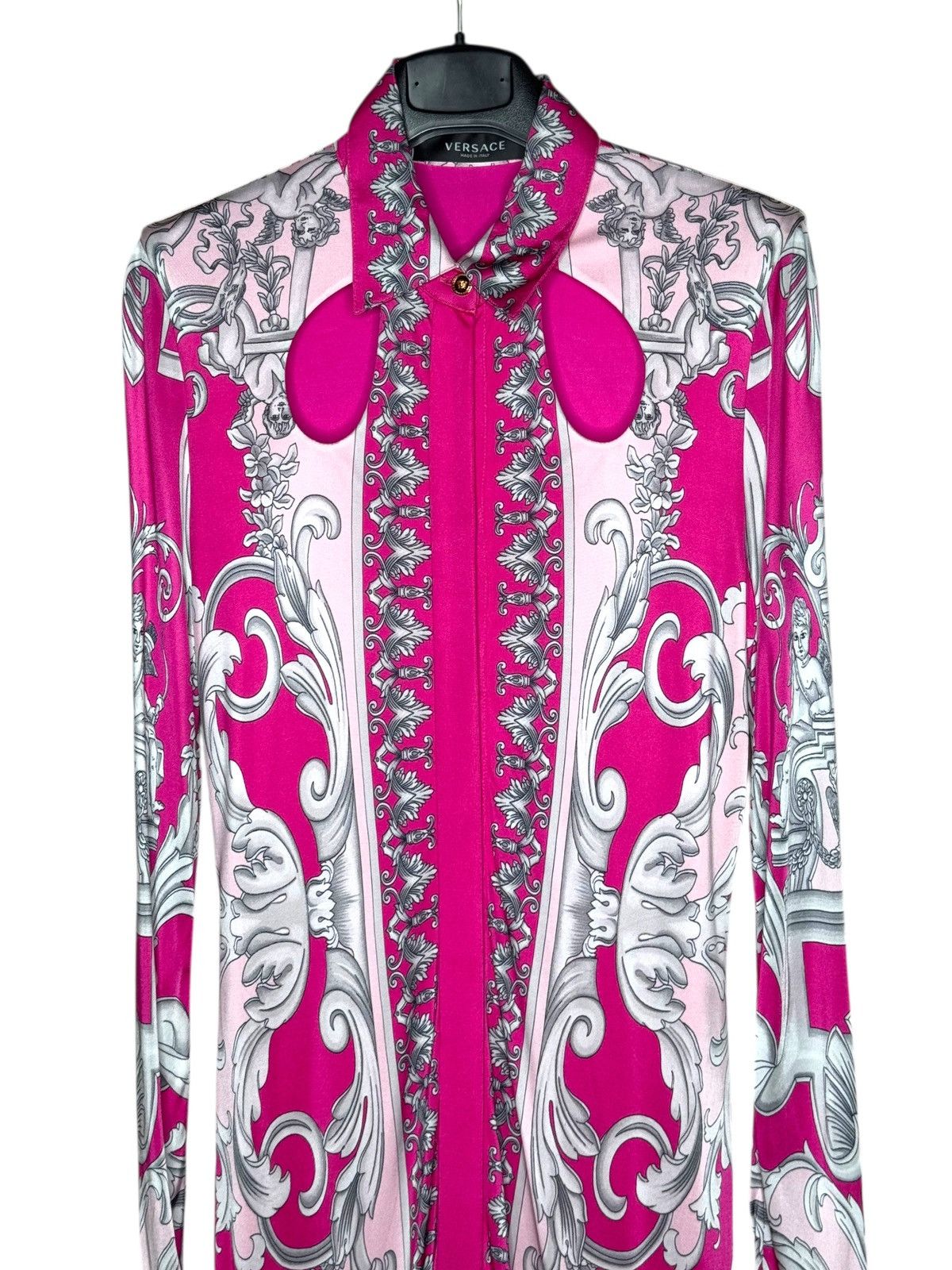 Versace Versace Baroque Pink Viscose Shirt Dress Size S / US 4 / IT 40 - 5 Thumbnail