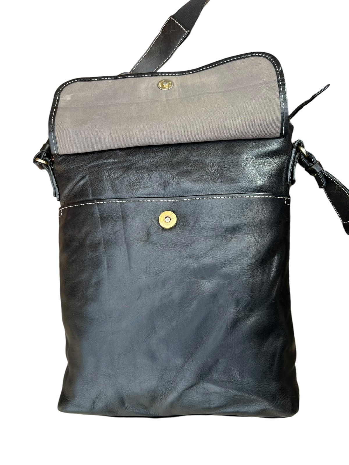 Leather Indeed Per Tutti Japan Black Patina Leather Bag Sling Size ONE SIZE - 19 Thumbnail