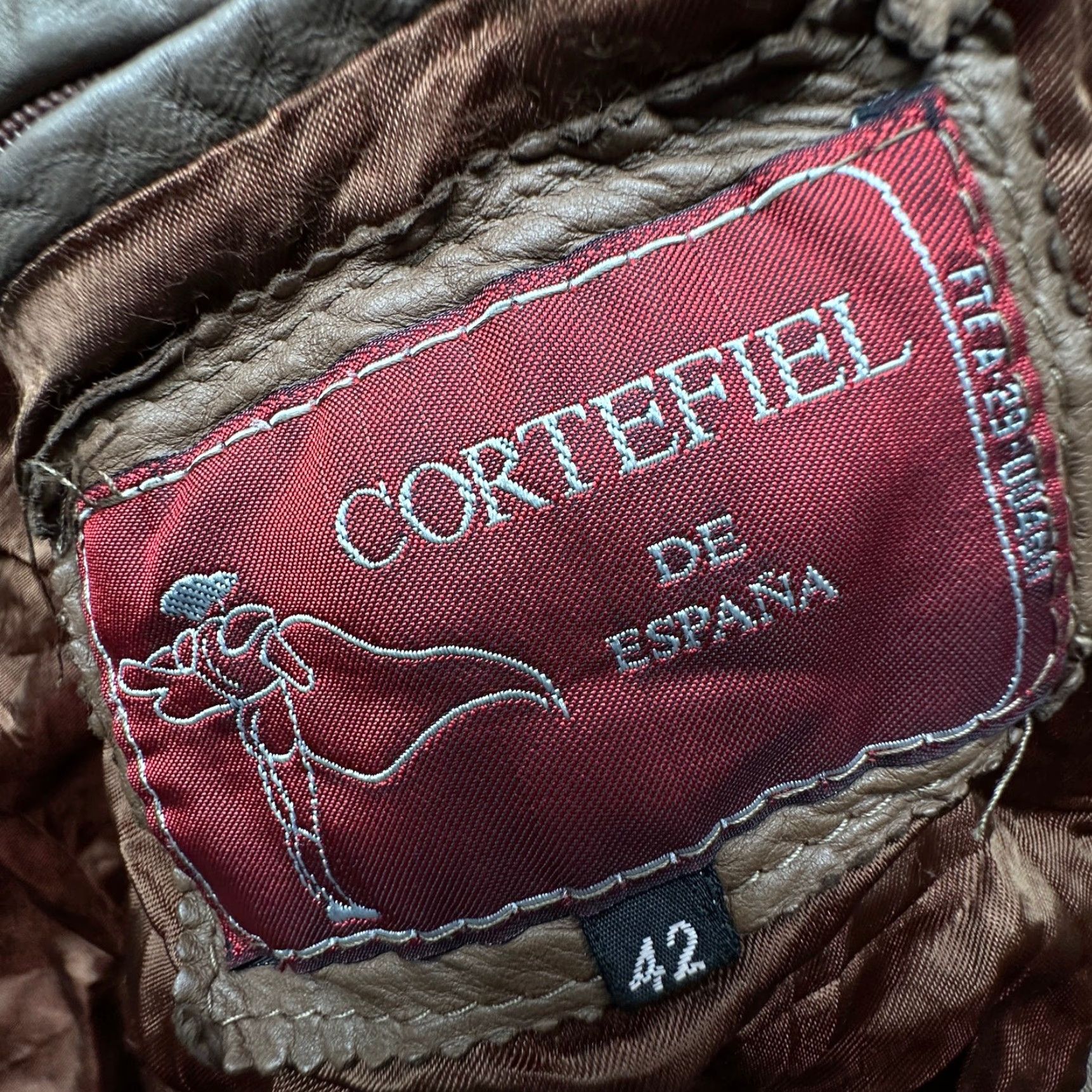 Vintage VINTAGE Cortefiel De Espana Leather Bomber Jacket Mens 42 Large Lined Zip Brown Bomber Jacket Mens L Brown Leather Zip 50in Chest Mens Vintage -Mens- Size US L / EU 52-54 / 3 - 2 Thumbnail
