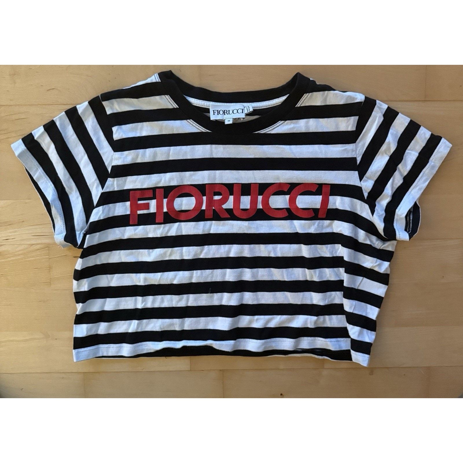 Fiorucci Fiorucci Tops Fiorucci Cropped Striped Tee Black & White Tee Size S / US 4 / IT 40 - 2 Thumbnail