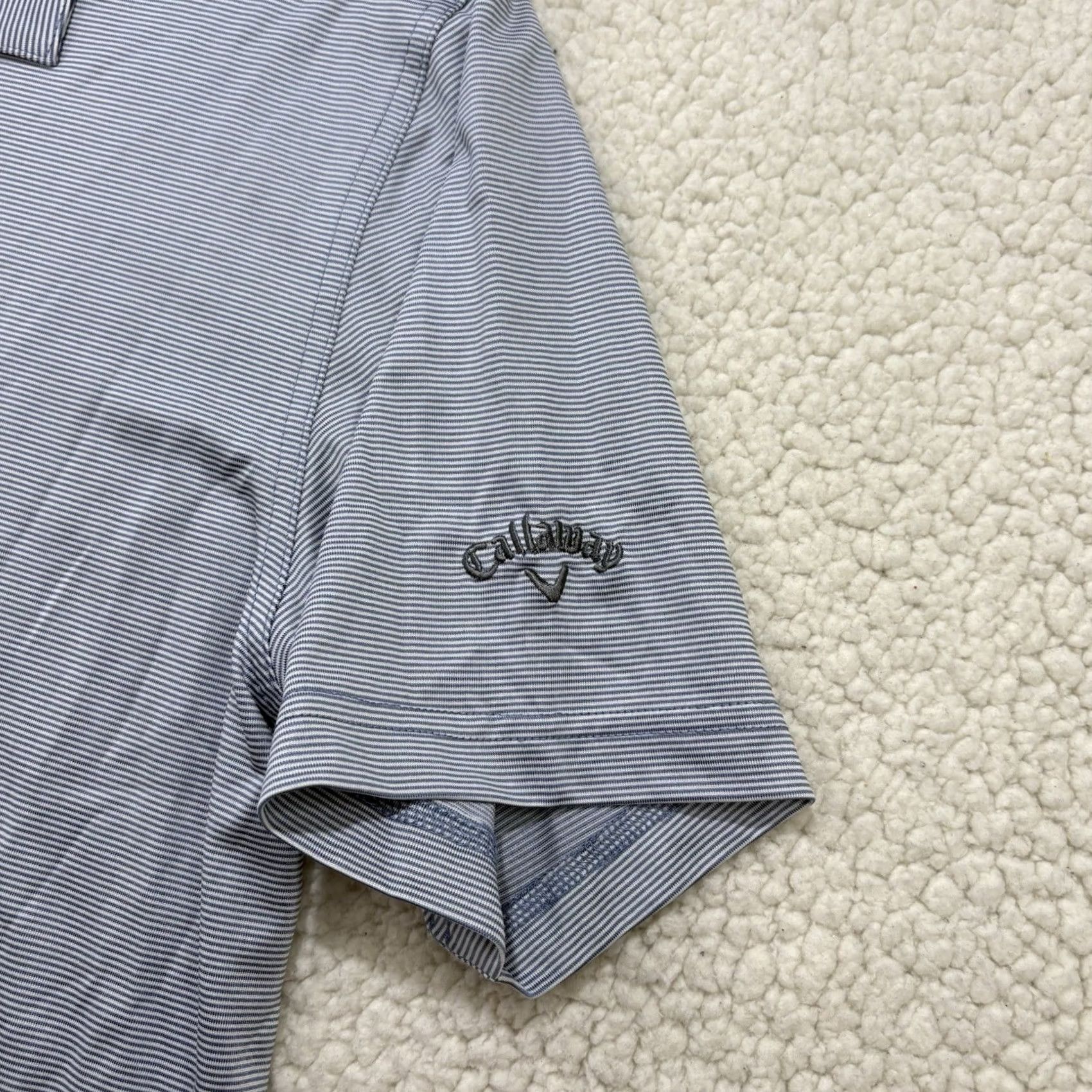 Callaway Callaway Opti Dri Polo Shirt Mens Large Blue Stripe Short Sleeve Collared Breathable Lightweight Performance Golf Regular Size Size US L / EU 52-54 / 3 - 3 Thumbnail