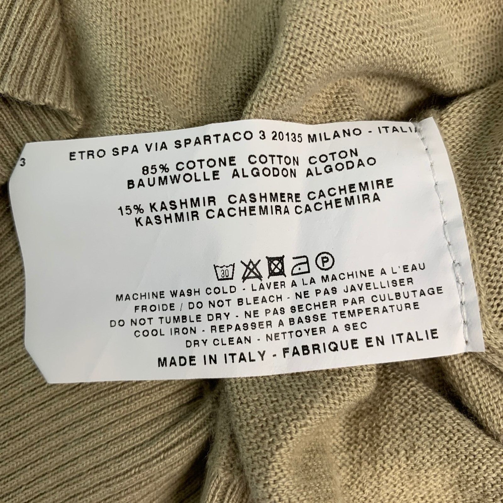 Etro ETRO Size XXL Khaki Knit Cotton Cashmere Crew Neck Pullover Size US XXL / EU 58 / 5 - 6 Thumbnail