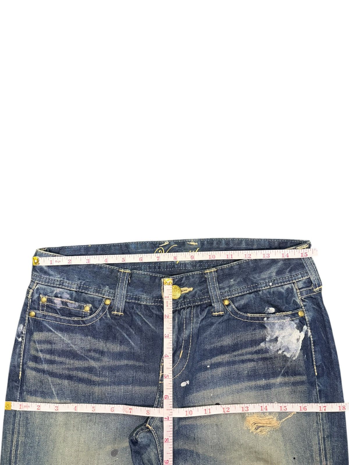 Vanquish Vintage Vanquish Rusty Wash Painted Distress Flare Jeans Size 31" - 6 Thumbnail