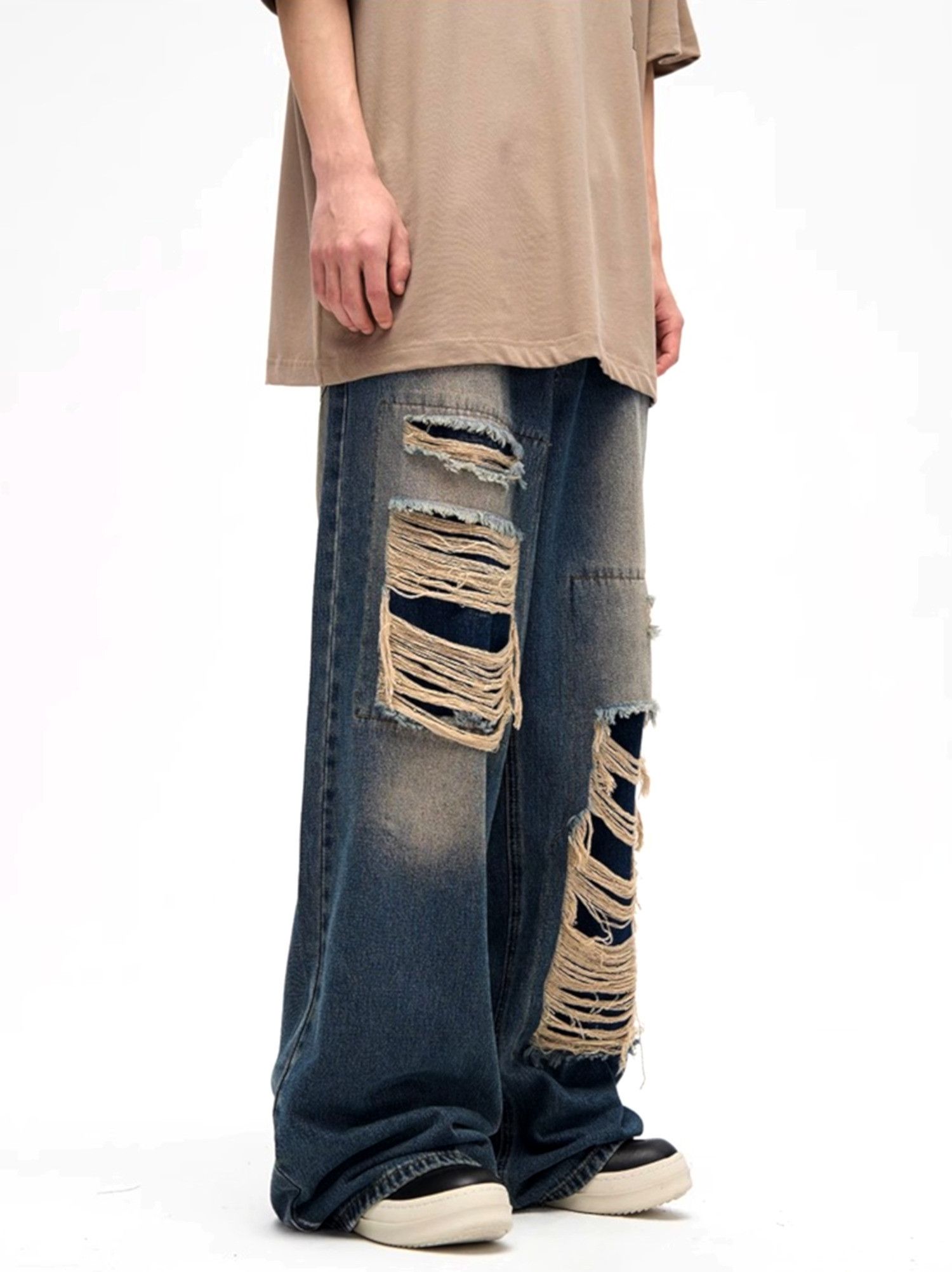 Designer × Japanese Brand × Vintage Punk Rock Ripped Oversize Washed Jeans Streetwear Rave Size US 34 / EU 50 - 3 Thumbnail