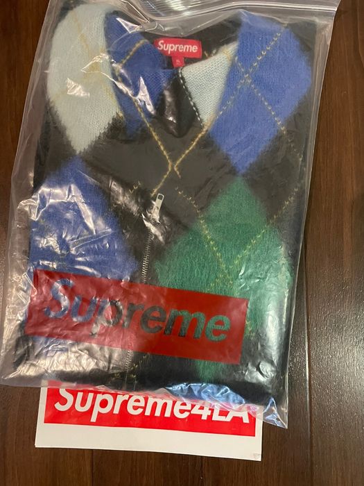 Supreme Supreme Brushed Argyle Zip Up Vest Black XL | Grailed