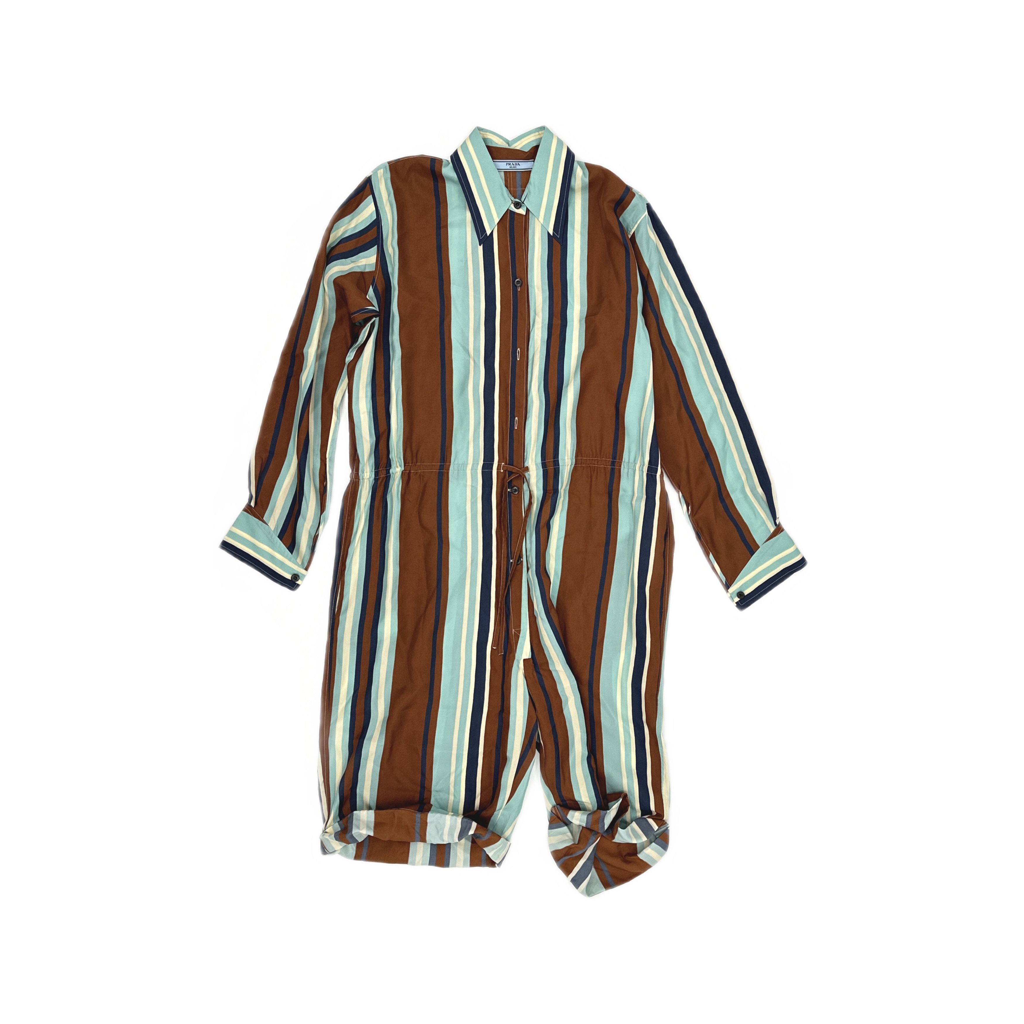 Prada Prada Striped Silk Jumpsuit Size 40 Size 27" / US 4 / IT 40 - 1 Thumbnail