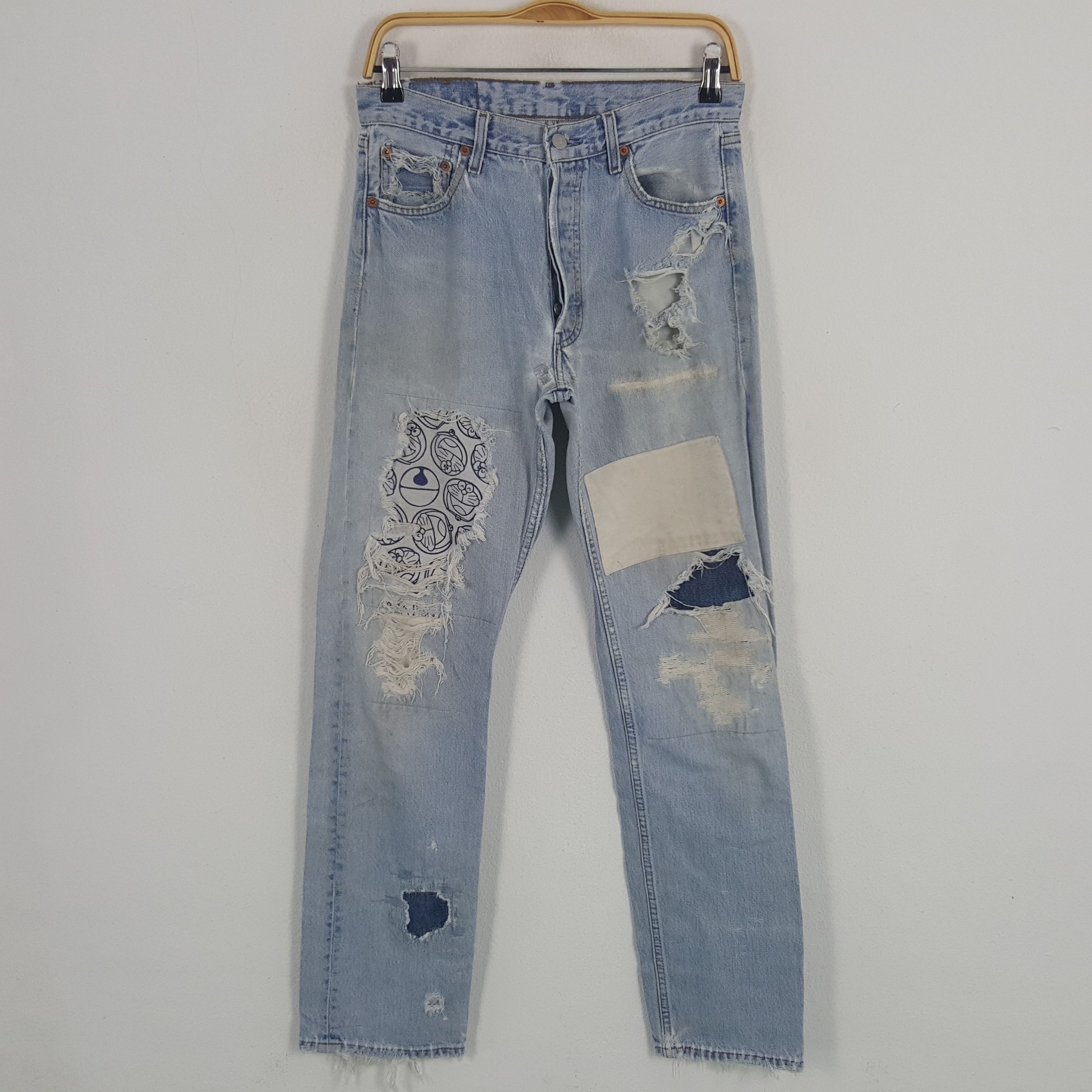 Levi's × Vintage Vintage Levi's 501 Distressed Patch Denim Jeans Size US 28 / EU 44 - 1 Thumbnail