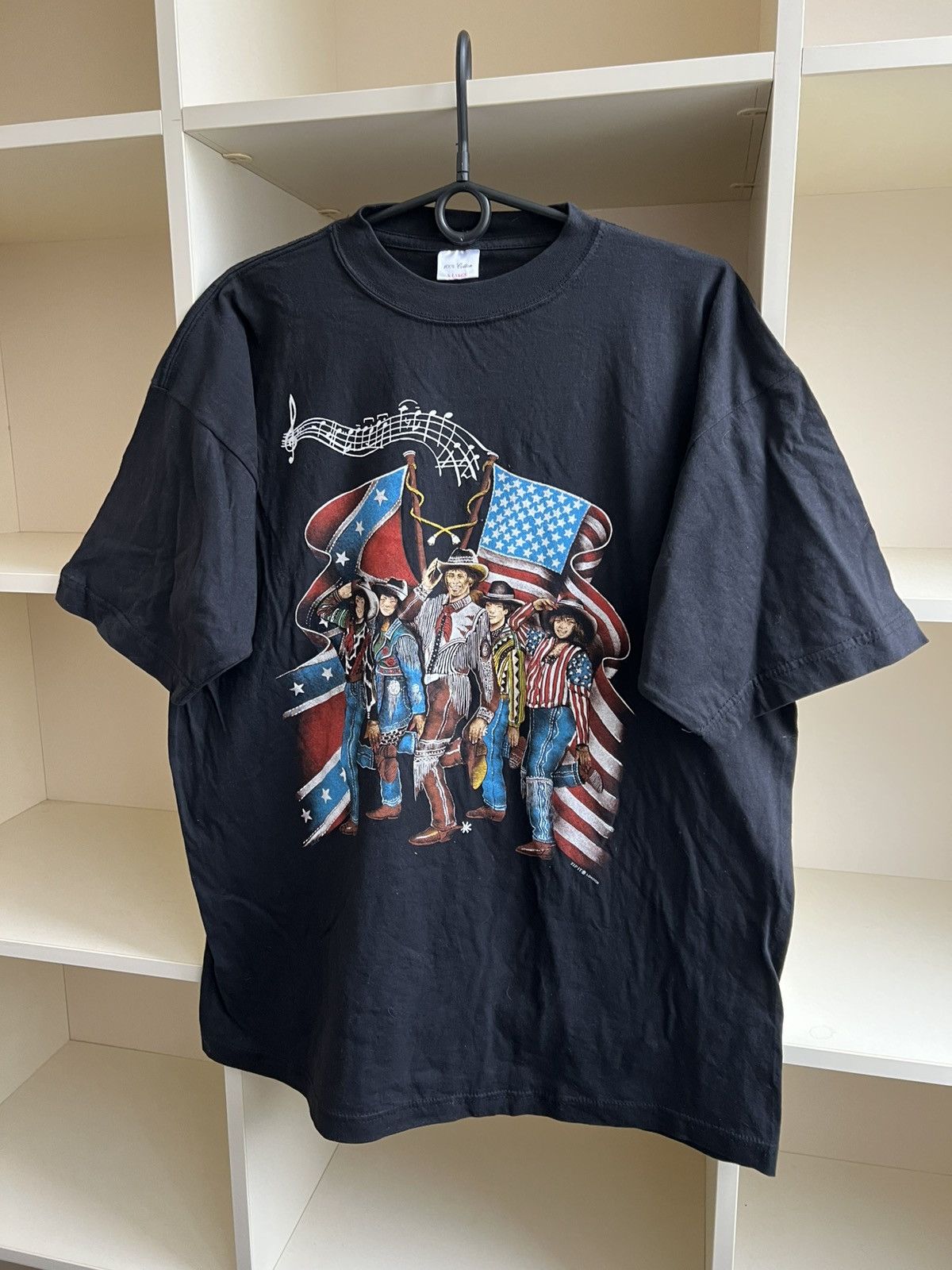 Vintage Vintage 90s Cowboy Rodeo T-Shirt Black American Flag Graphic Size US XL / EU 56 / 4 - 9 Thumbnail