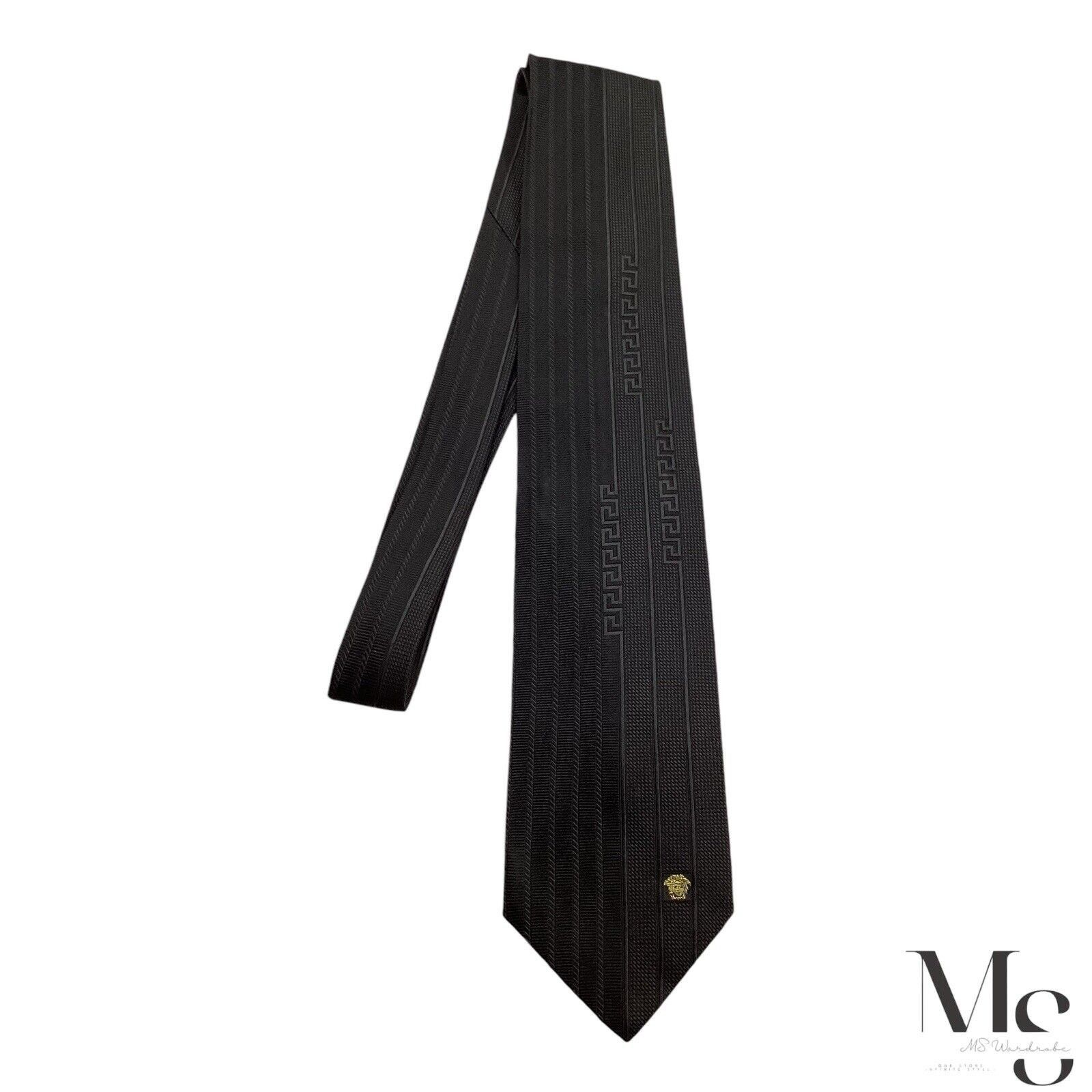 Versace GIANNI VERSACE Black Medusa Head Logo Vertical Striped Italy Size ONE SIZE - 6 Thumbnail