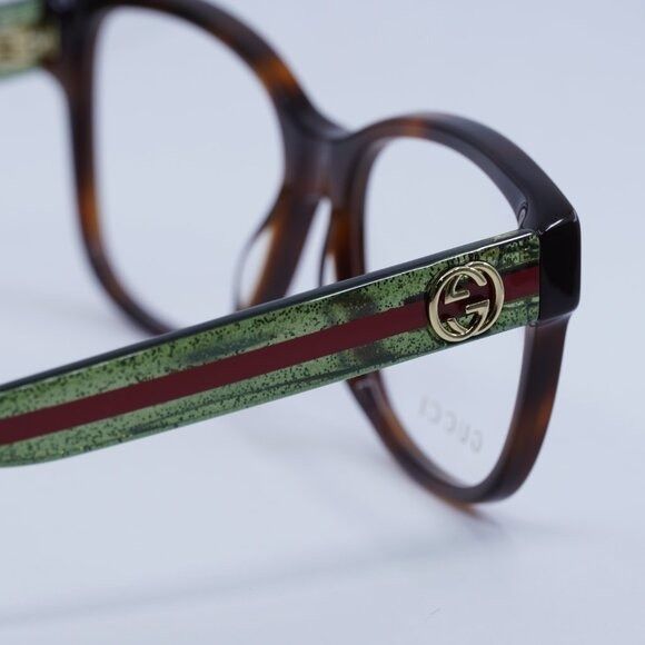 Gucci 🕶️ New Gucci GG0038ON 002 Eyeglasses - Havana/Green Frame Size ONE SIZE - 5 Thumbnail