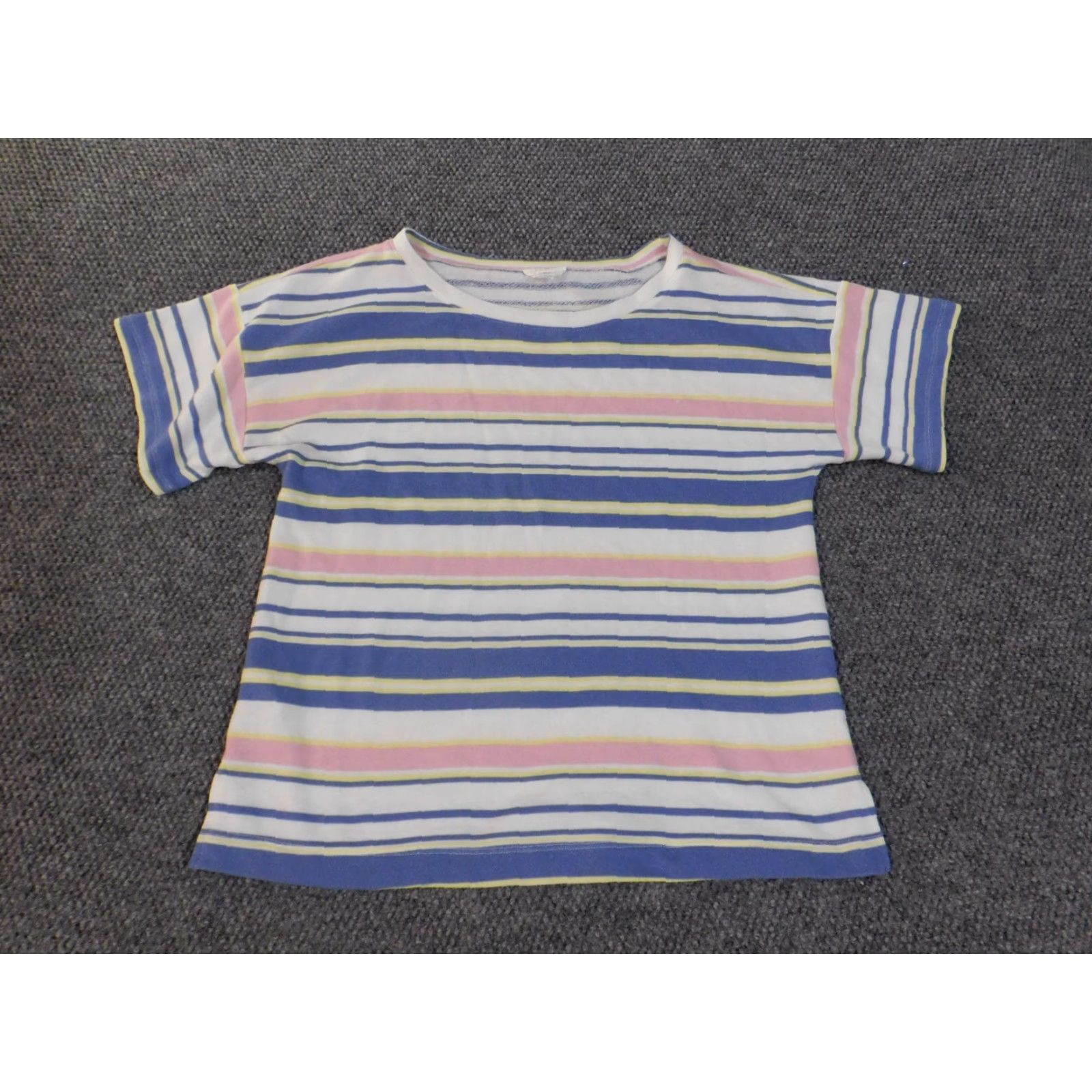 Ann Taylor Ann Taylor Loft Blouse Shirt Womens L Red Striped Knit Polyester Classic Stretch Short Sleeve Pullover Casual Regular Size L / US 10 / IT 46 - 4 Thumbnail