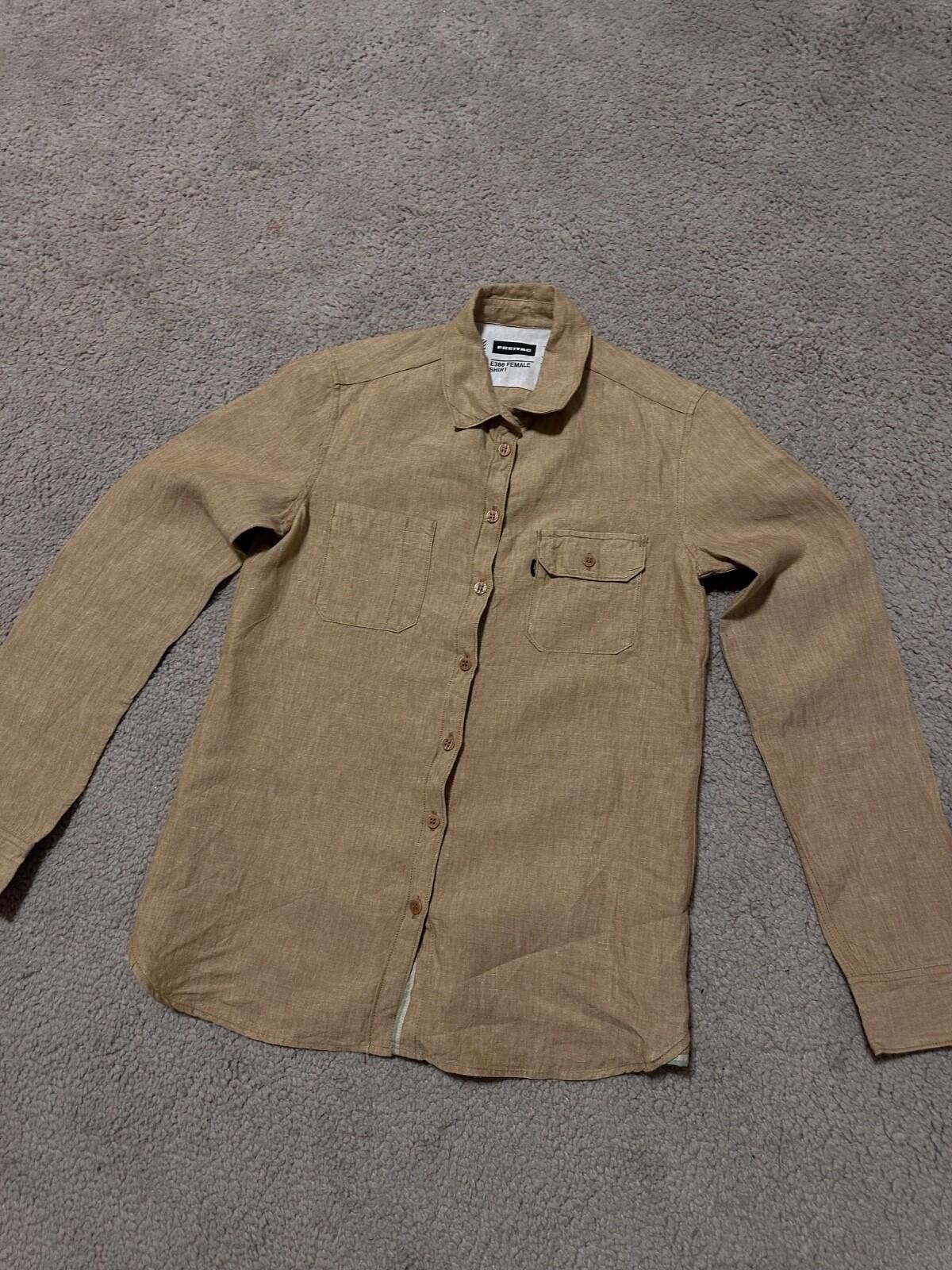 Freitag FREITAG E380 Womens Long Sleeve Breige Linen Button Shirt Size S / US 4 / IT 40 - 3 Thumbnail