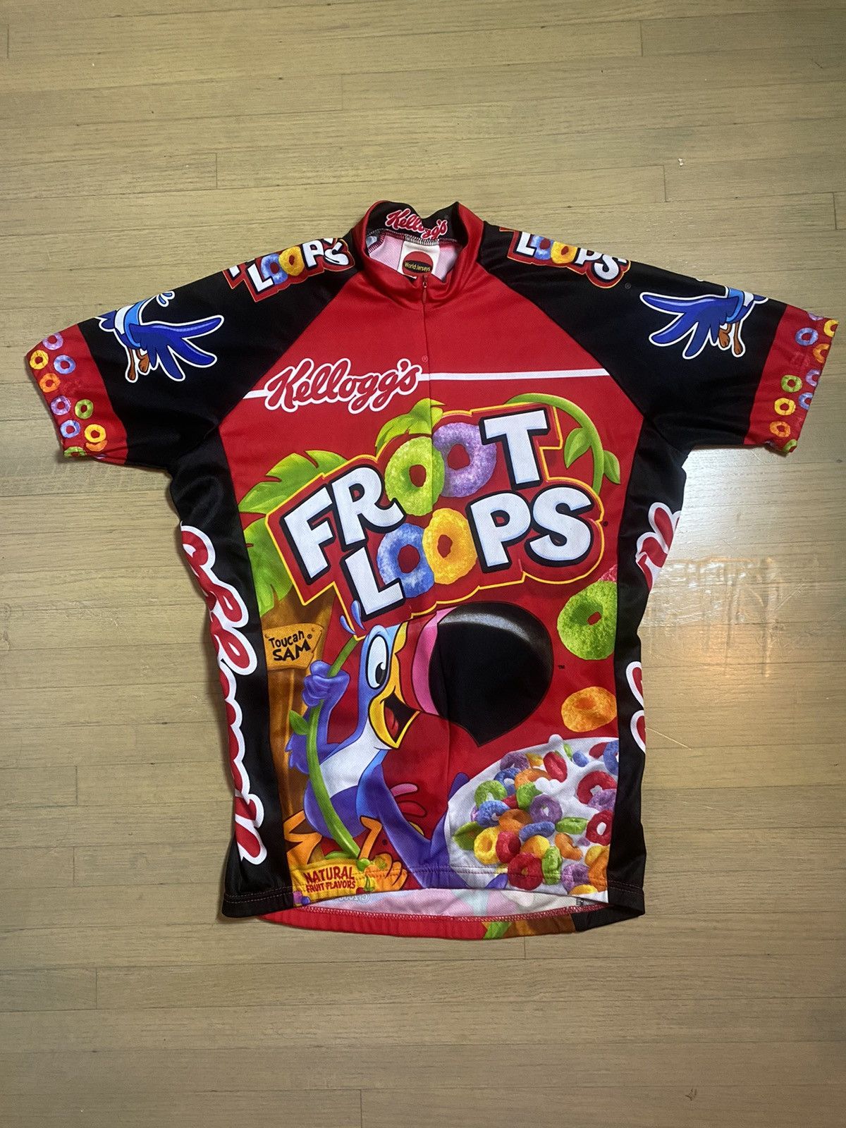 Image of Cartoon Network x Vintage Fruit Loops Cycling Jersey in Red, Men's (Size Small)