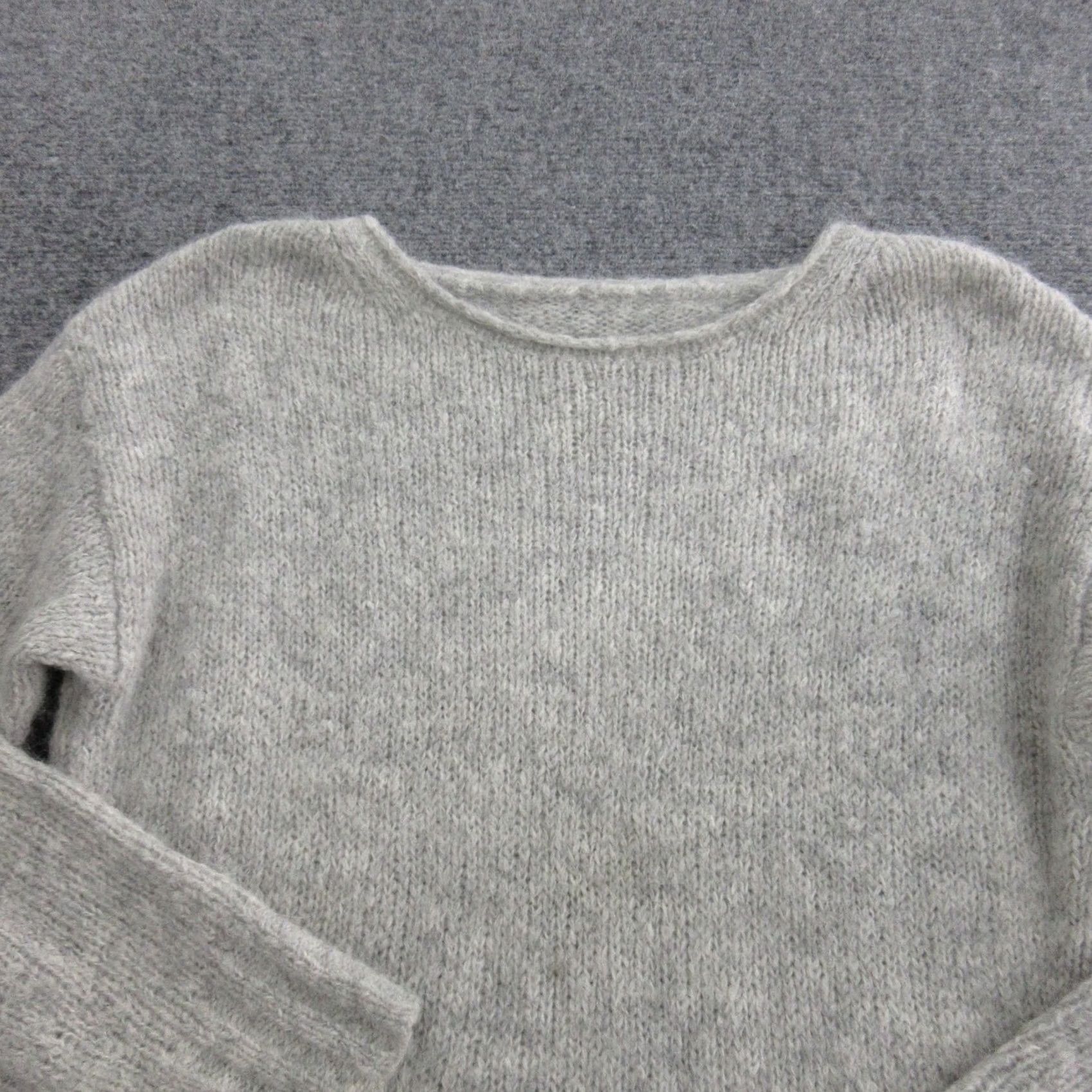 Nili Lotan Nili Lotan Sweater Womens Small Gray Alpaca Blend High Low Hem Knit Pullover Crew Neck Raglan Sleeve Solid Vintage No Size S / US 4 / IT 40 - 2 Thumbnail
