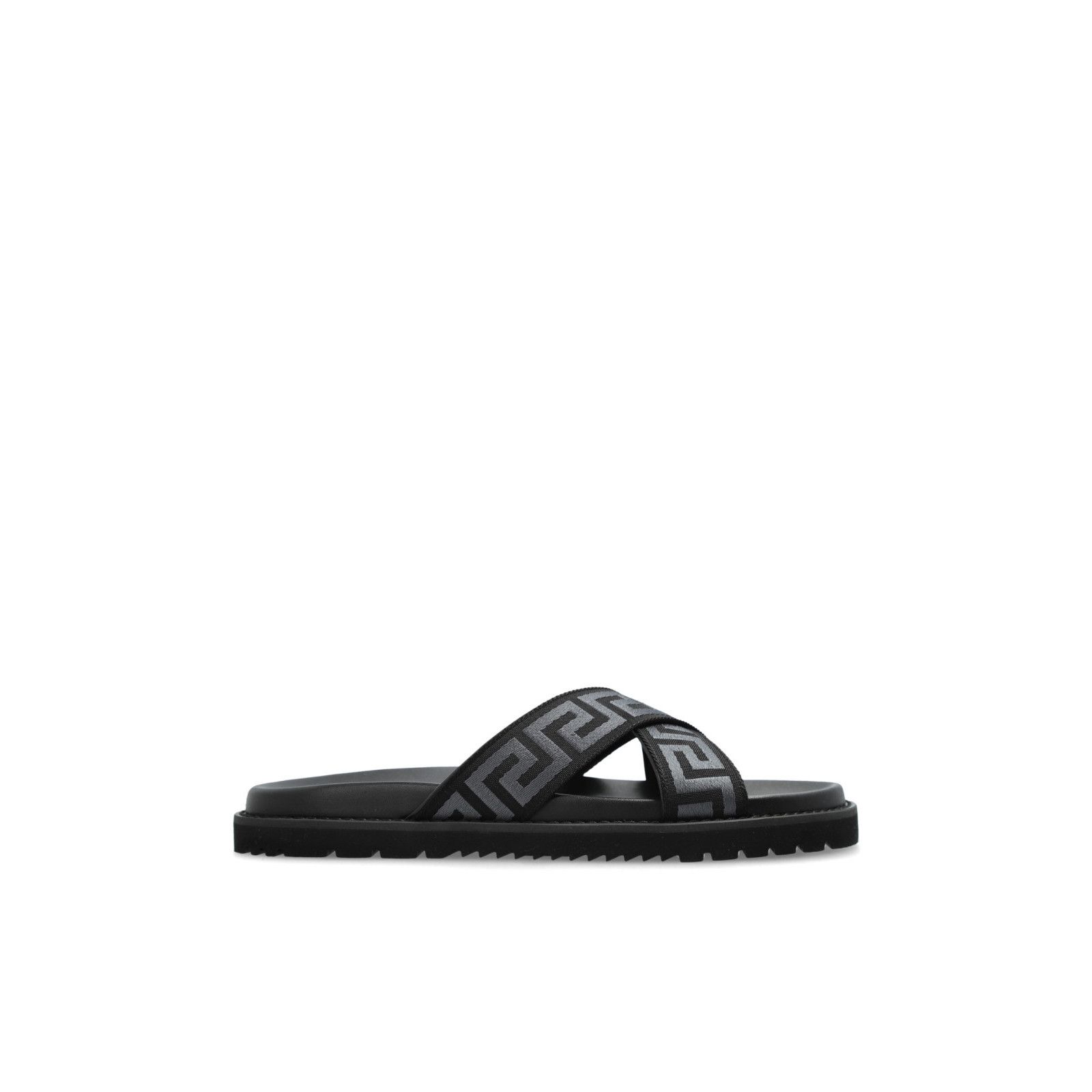 Versace VERSACE Greca Black Leather Slides New And Authentic (Men's Size US 11 / EU 44 - 1 Thumbnail