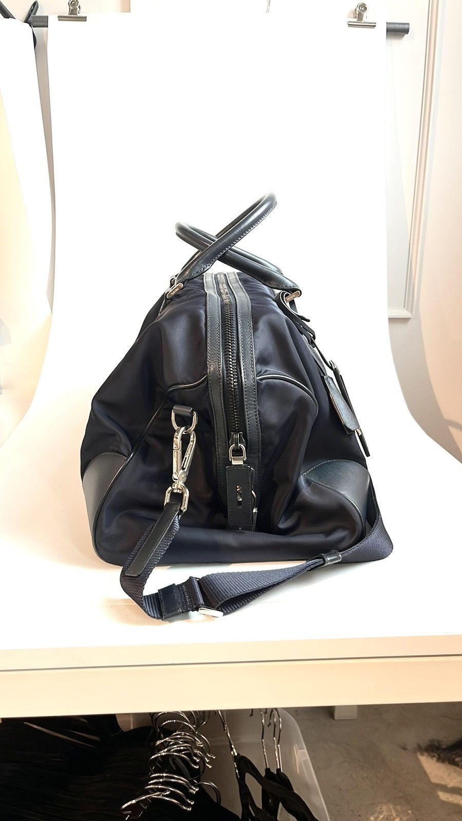 Prada Prada Bleu Tessuto Saffiano-Leather-Trim Duffle Bag Size ONE SIZE - 2 Thumbnail