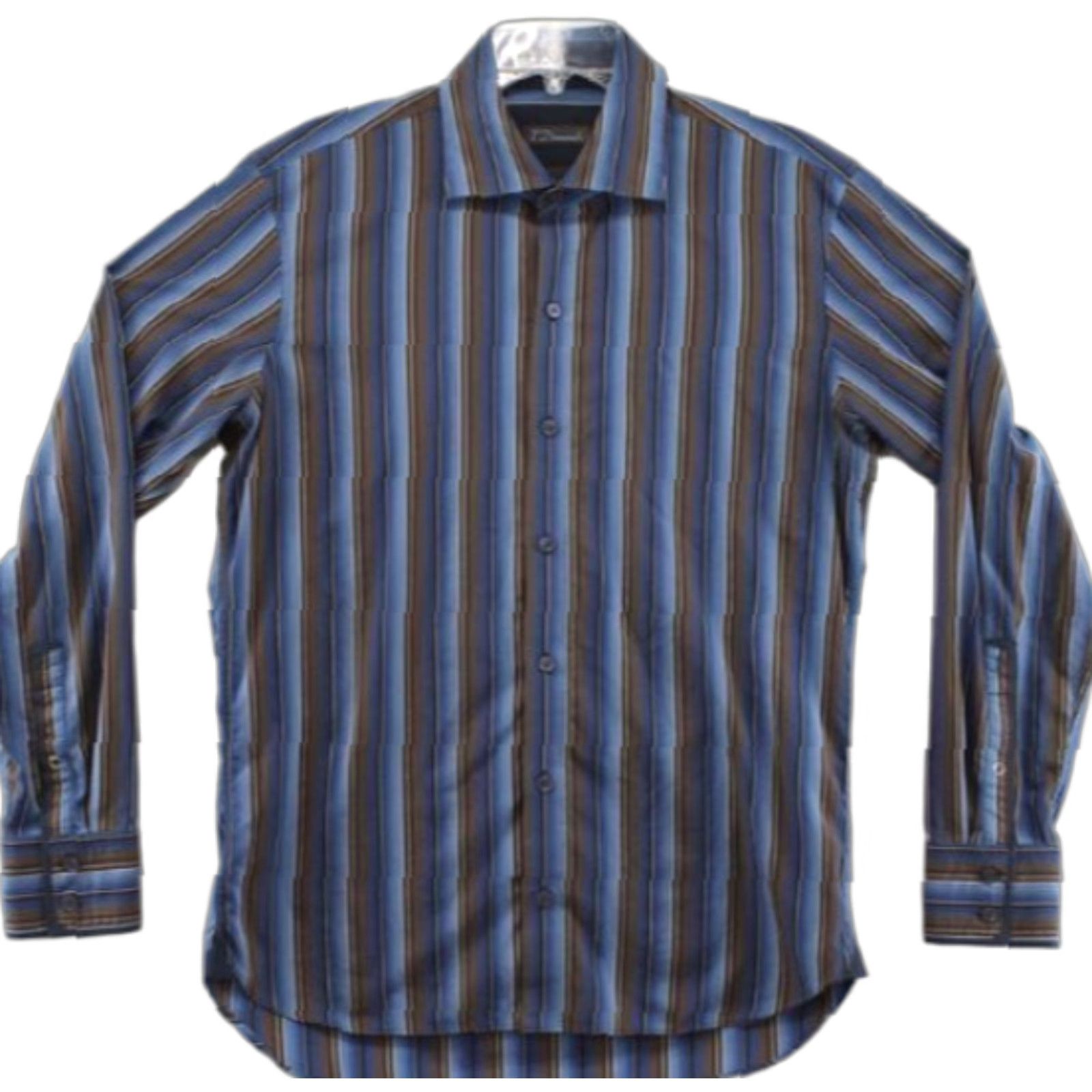 Vintage 7 Diamonds Shirt Men's Medium Blues Browns Stripe Cowboy Western Ranch Wear Size US M / EU 48-50 / 2 - 1 Thumbnail