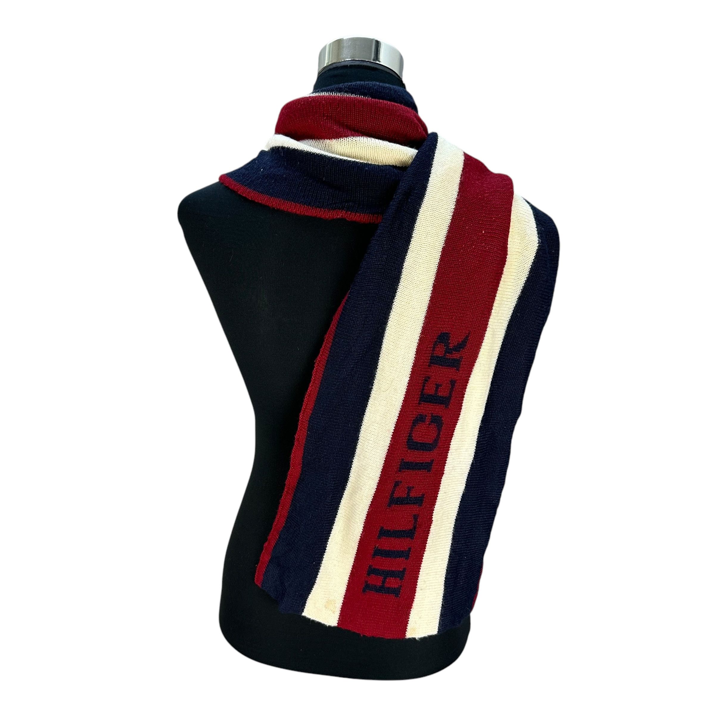 Tommy Hilfiger TOMMY HILFIGER Striped Big Logo Muffler Neckwear #A65-1556 Size ONE SIZE - 2 Thumbnail