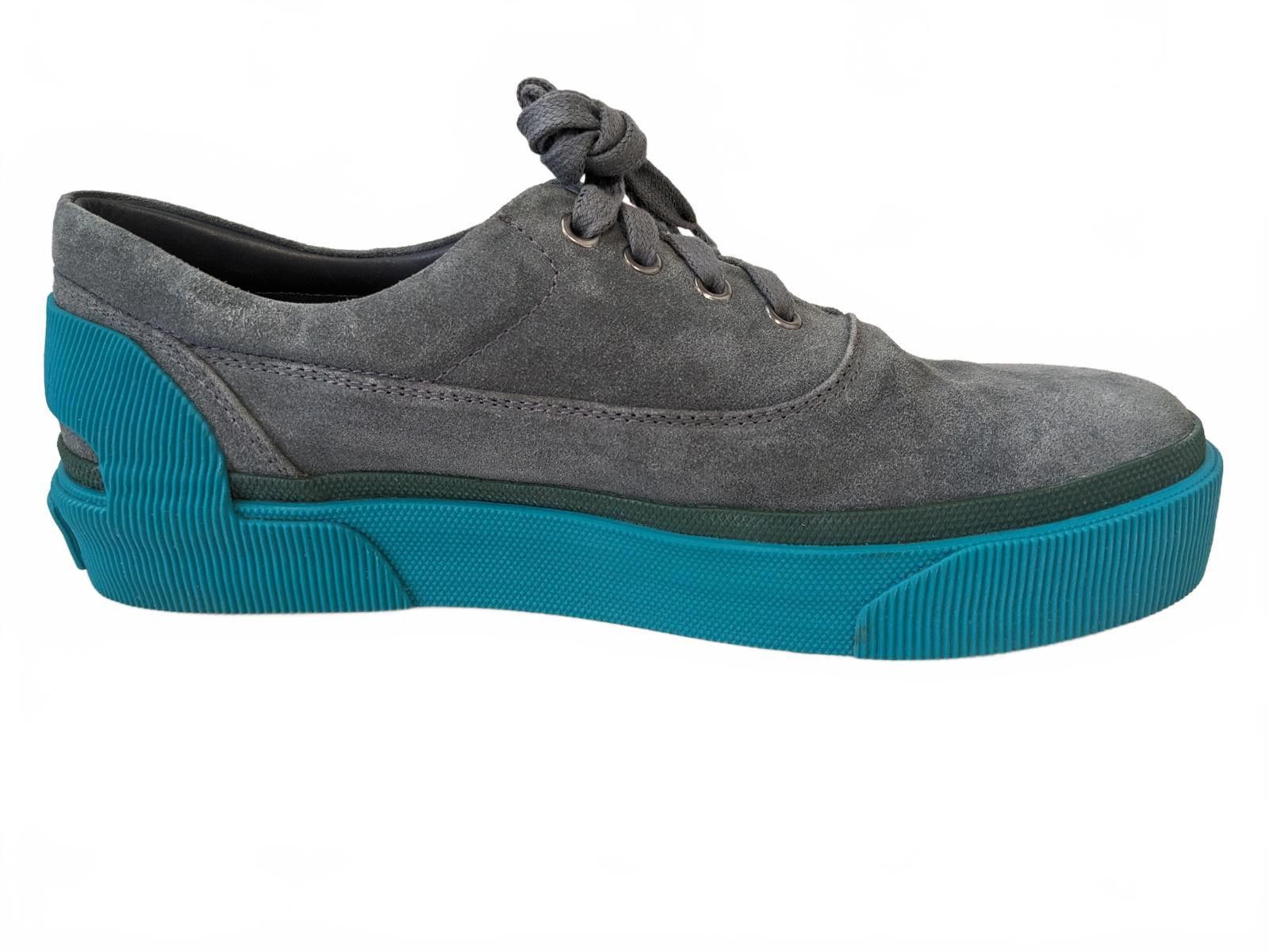 Lanvin Lanvin Spain Men Leather Curb Sneakers Chunky Gray Cyan 9 Size US 9 / EU 42 - 4 Thumbnail