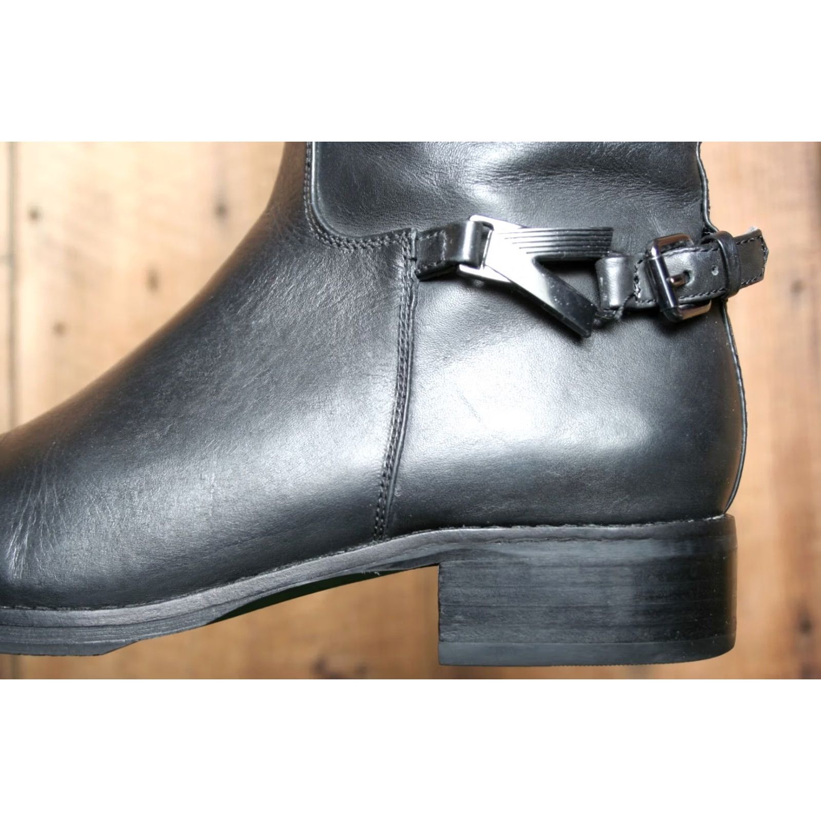 Vintage VINTAGE Victor Alfaro Rosette Black Leather 16" Tall Knee High Boots EUR 37 US 7 B Women's Riding Boot Size US 7 / IT 37 - 6 Thumbnail