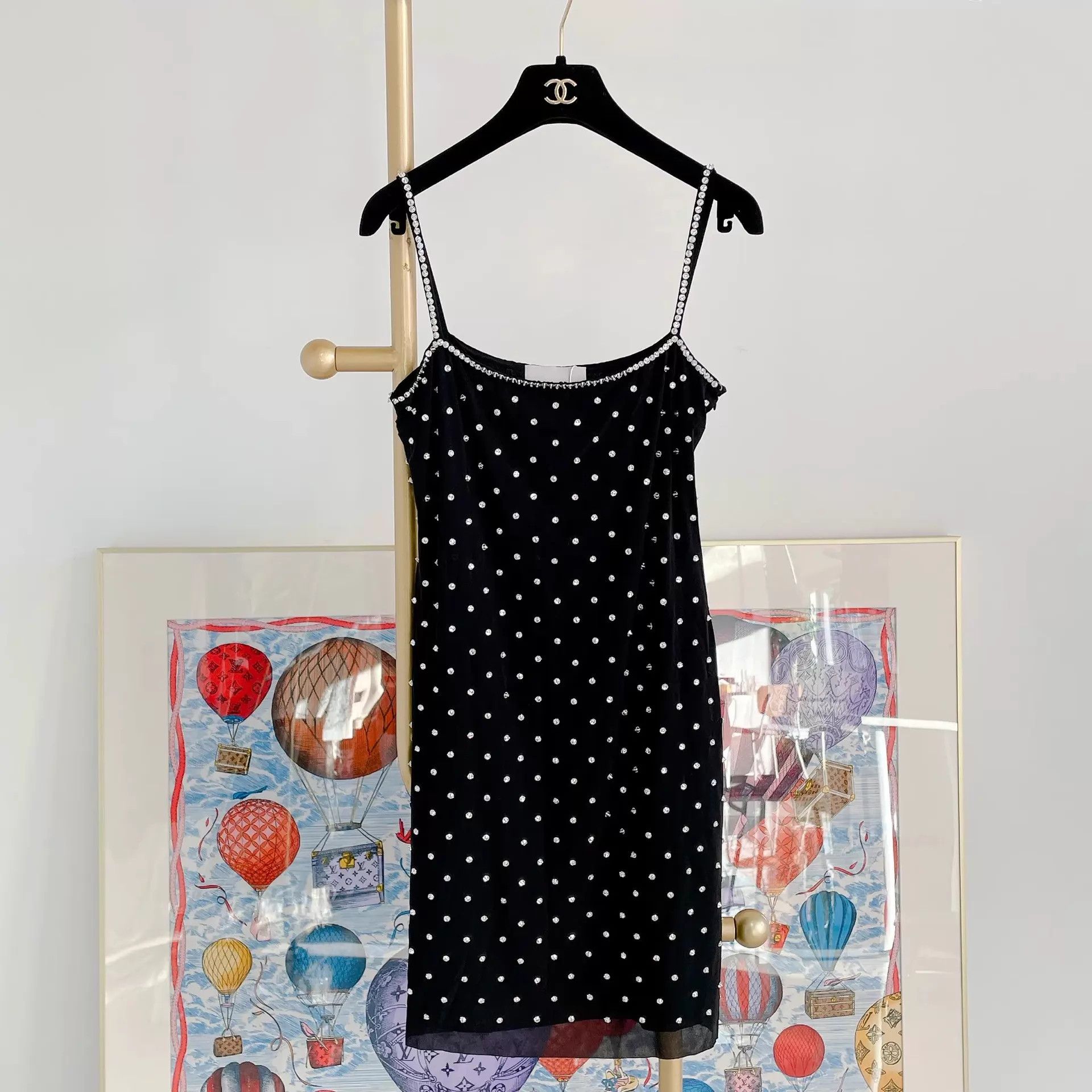 Miu Miu MIU MIU Black Crystal Cami Dress 44 Size M / US 6-8 / IT 42-44 - 2 Thumbnail