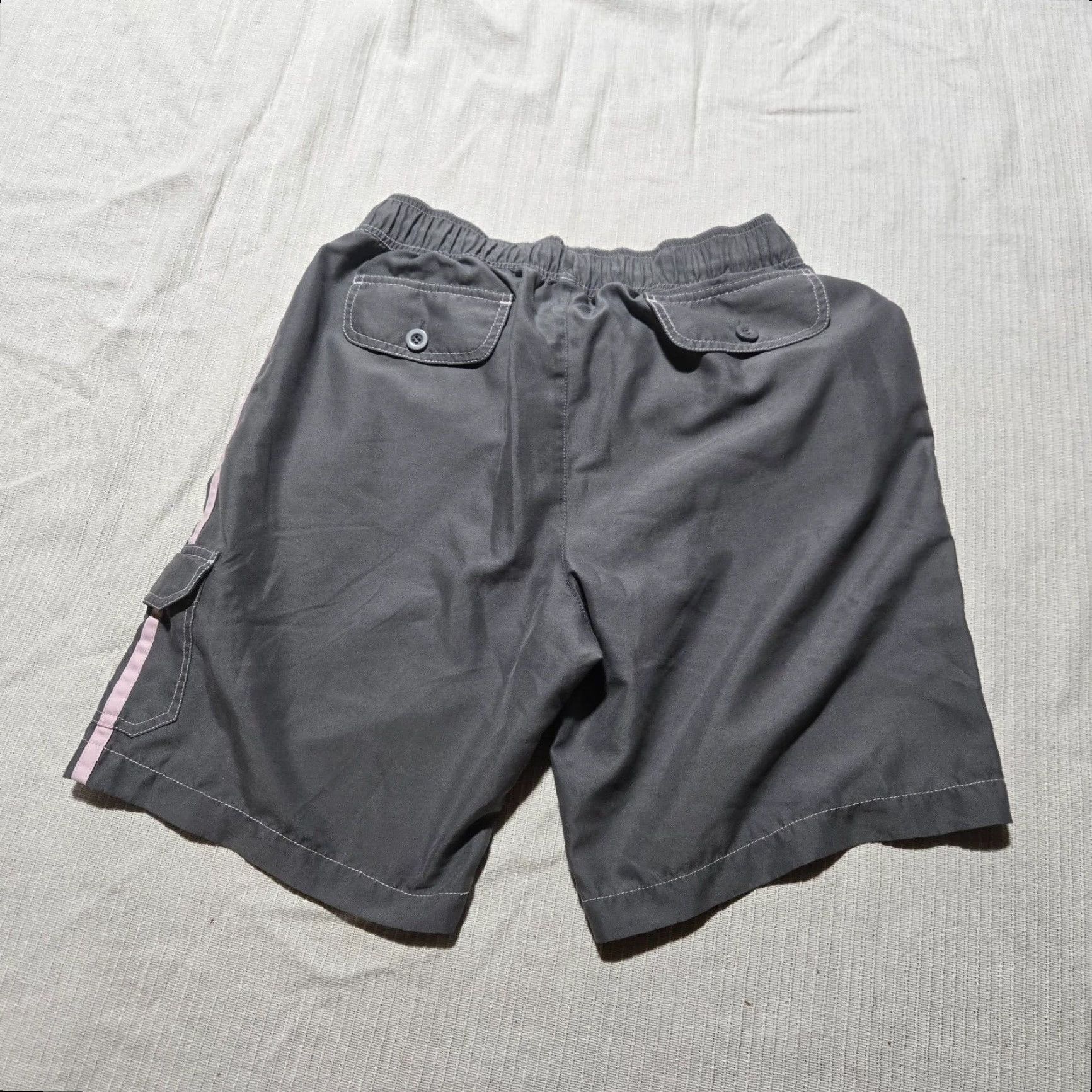 Vintage Fu-Da Gray Swim Trunks Shorts Men’s M Medium Adult Bermuda Beach Quick Dry Pockets Drawstring Polyester White Size US 31 - 7 Thumbnail