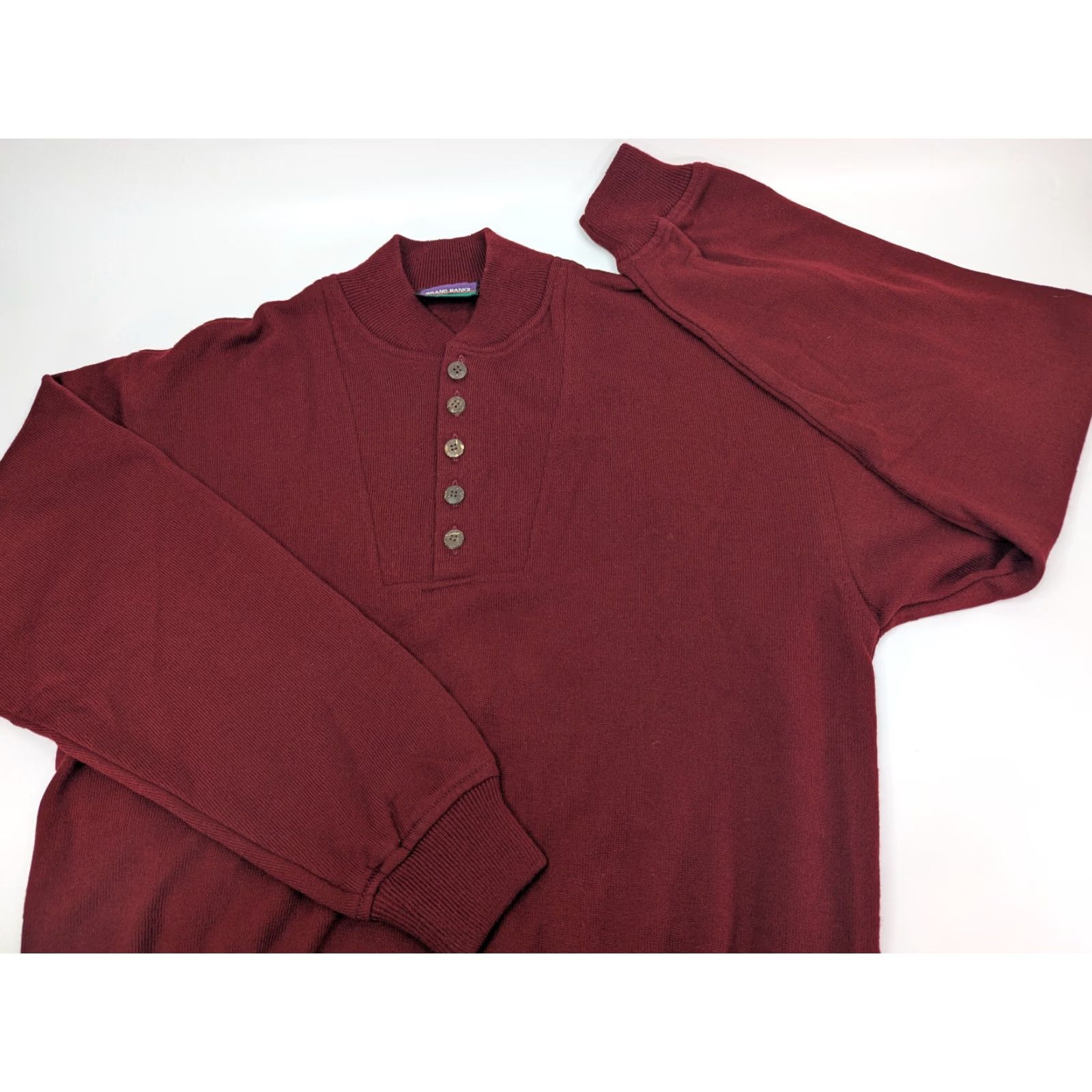 Vintage Grand Banks Mens Red Acrylic Henley 1/4 Button Sweater Size Large Size US L / EU 52-54 / 3 - 2 Thumbnail