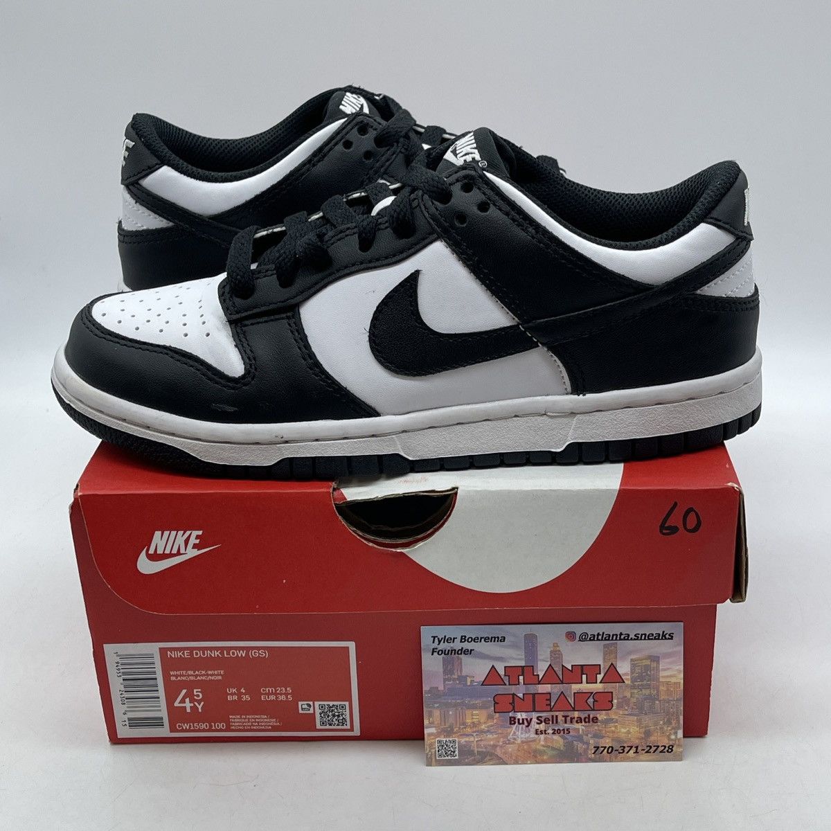 Nike Dunk low black white Size US 4.5 / IT 34.5 - 1 Thumbnail