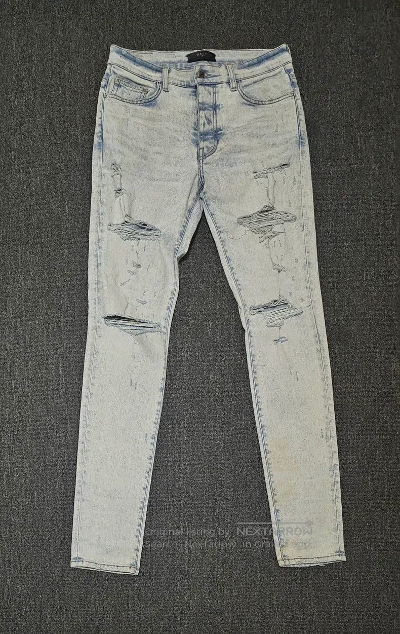 Amiri Amiri Washed Light Color Hole Denim Jeans Size US 32 / EU 48 - 1 Thumbnail