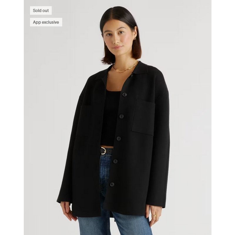 Quince Quince Eco-Knit Milano Stitch Oversized Shirt Jacket XS NWT Size XS / US 0-2 / IT 36-38 - 2 Thumbnail